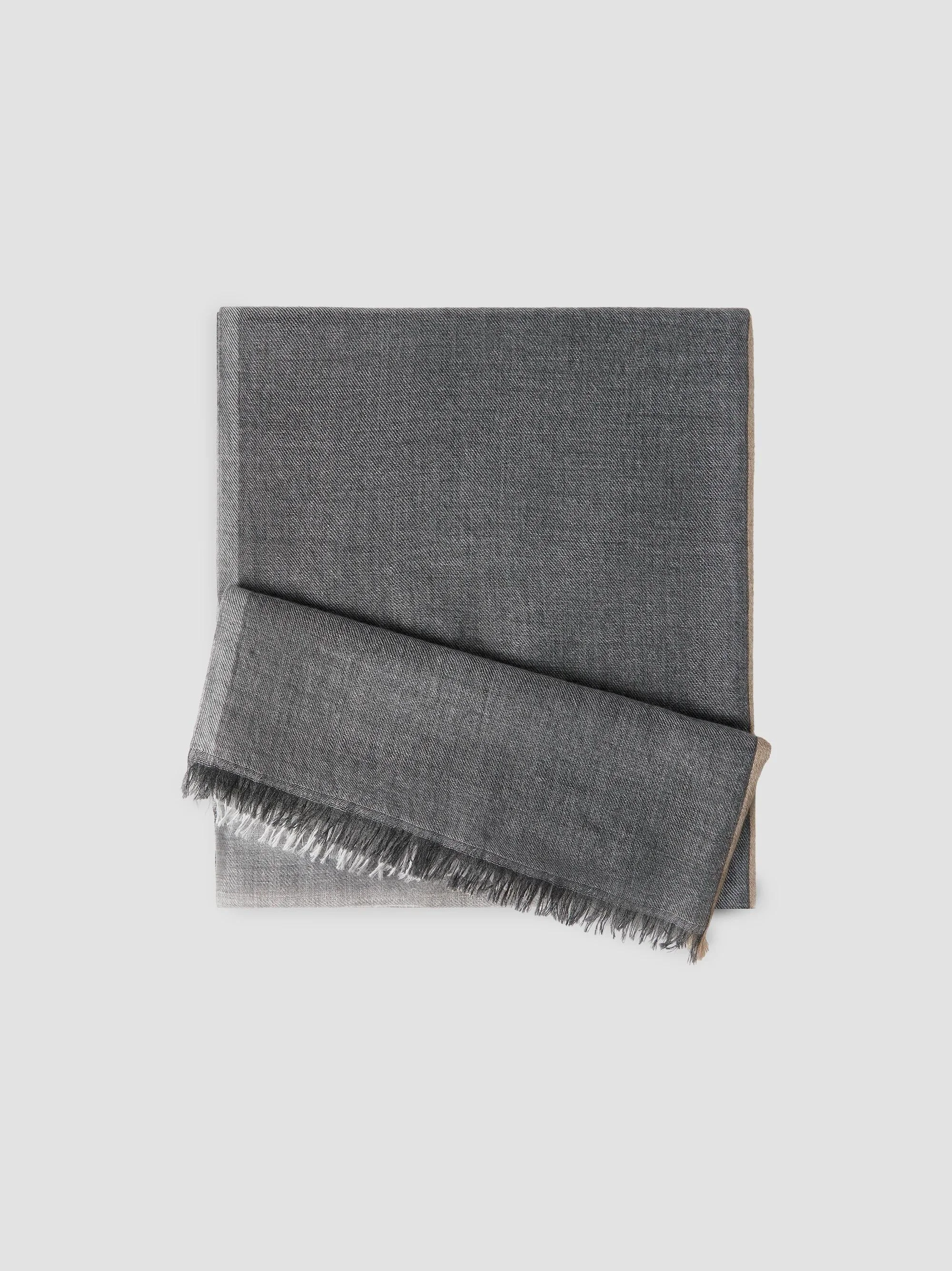Men's Cashmere and Silk Color Block Scarf - Lead - 1