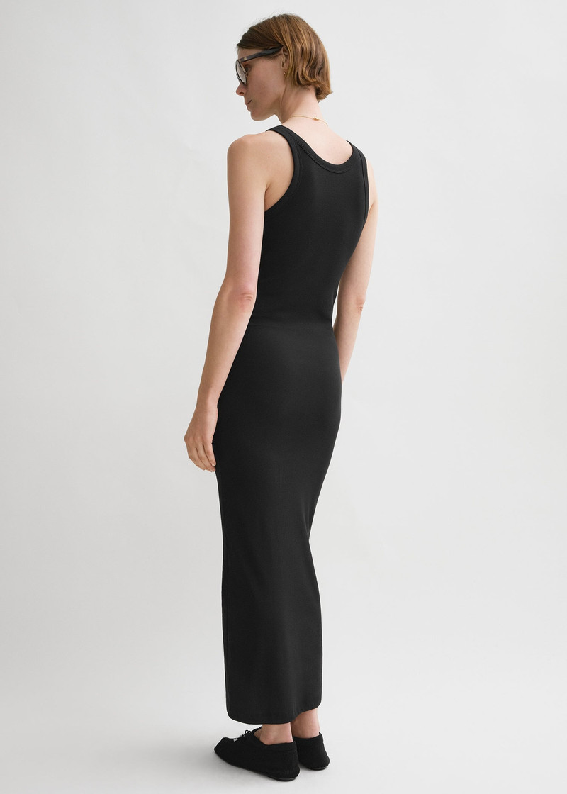 Curved rib tank dress black 4