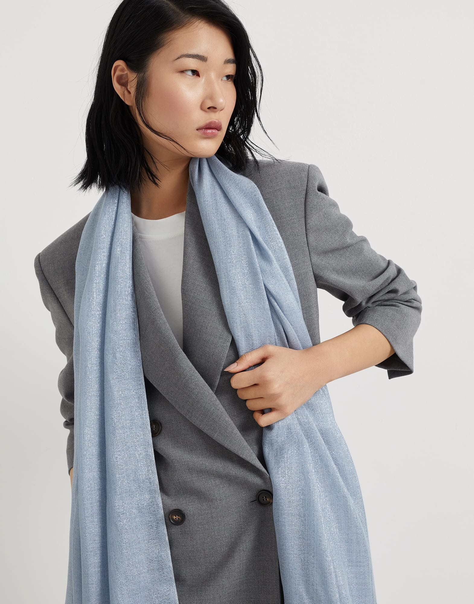 Cashmere and silk sparkling scarf - 4