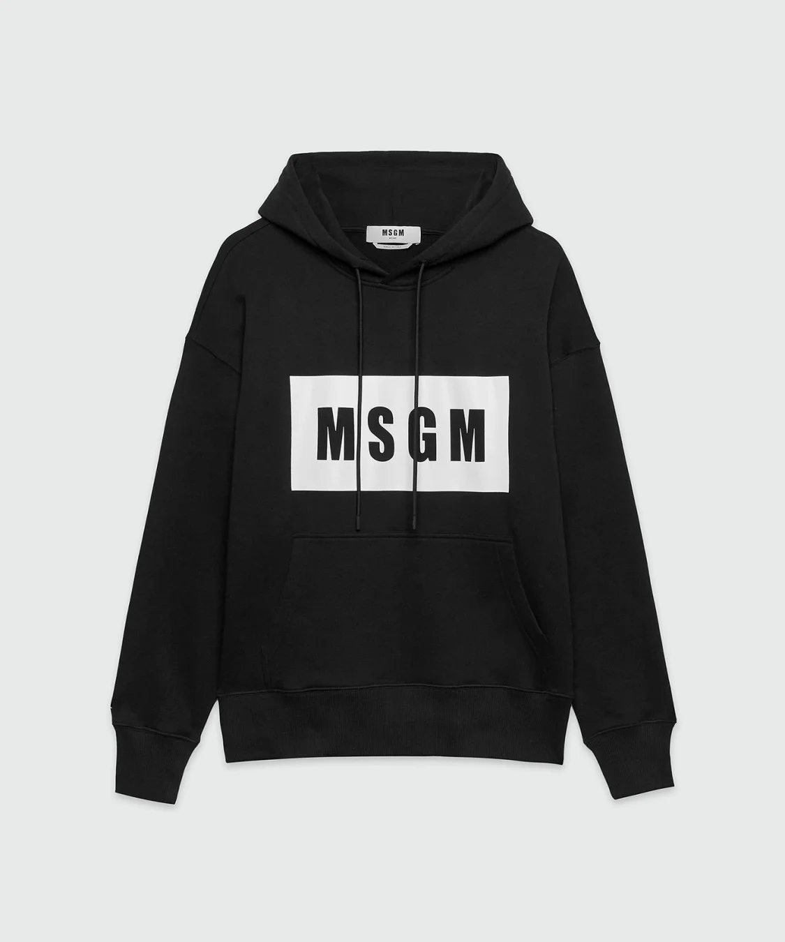 Black cotton sweatshirt with graphic box logo - 1