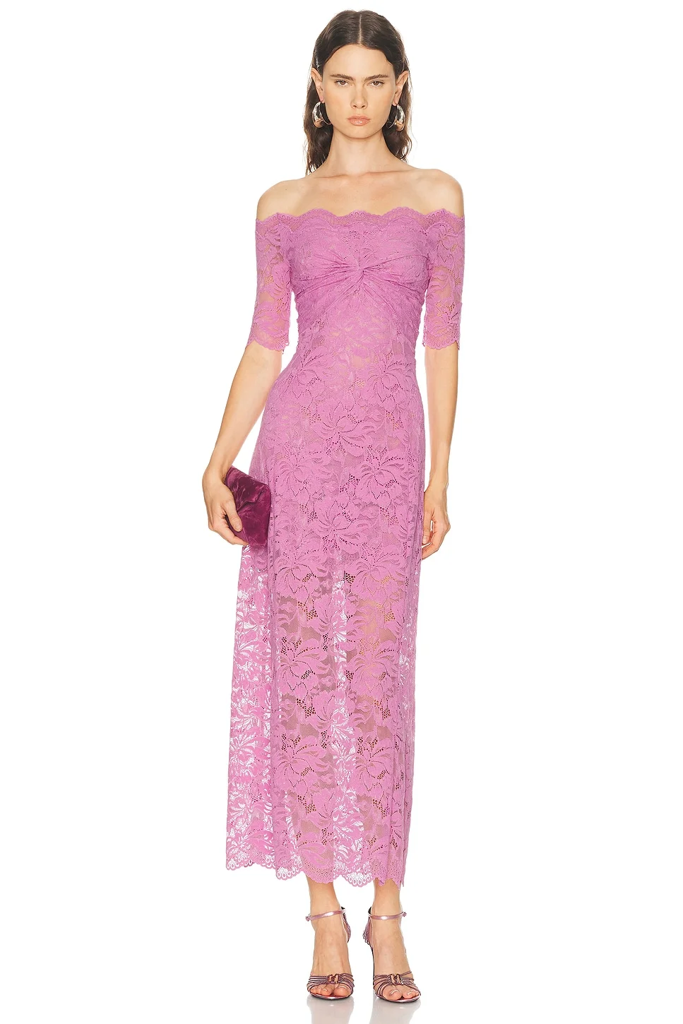 Off The Shoulder Lace Maxi Dress - 1