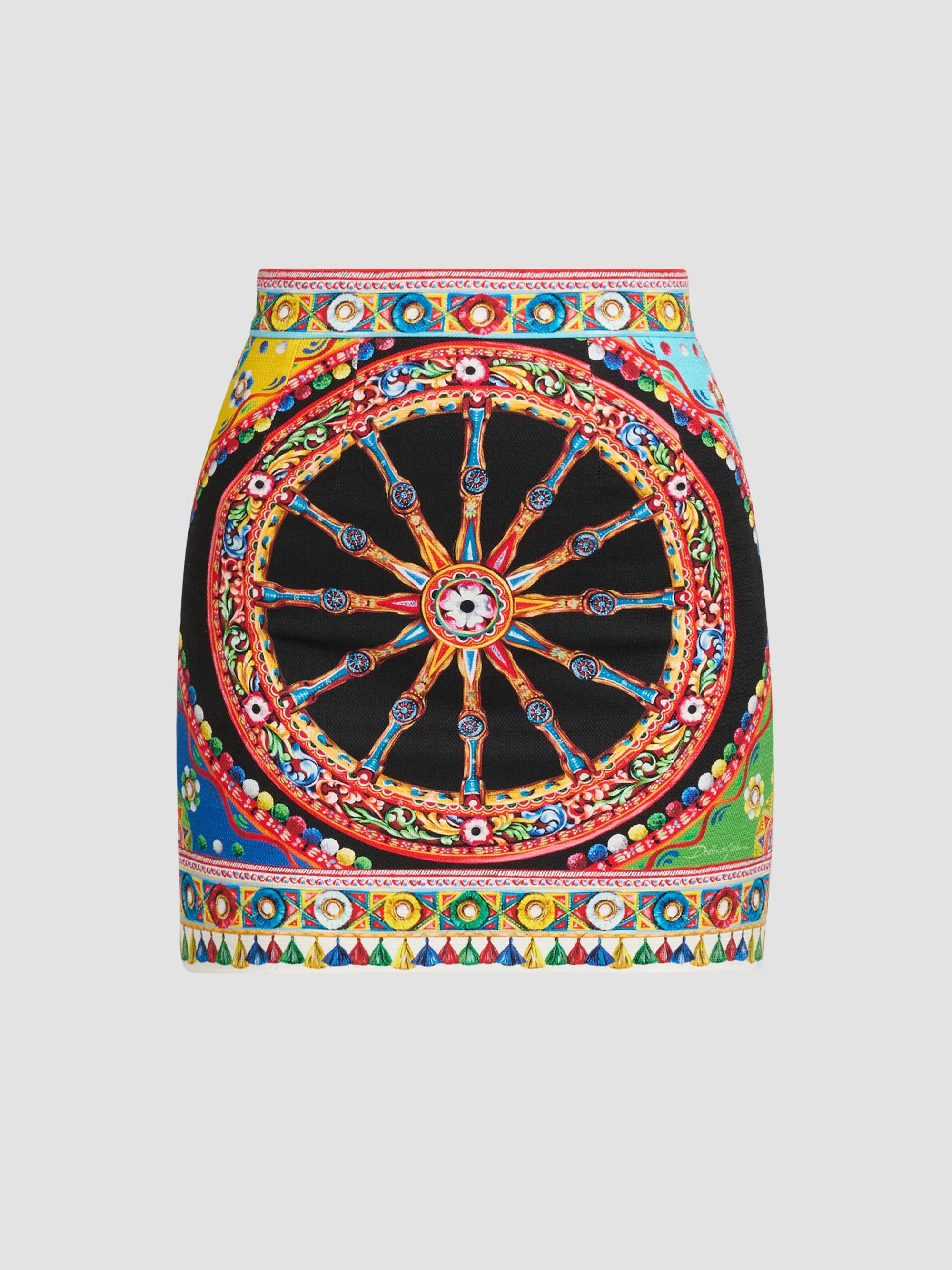 Women's Printed Stretch Cotton Mini Skirt - Variante Abbinata - 1