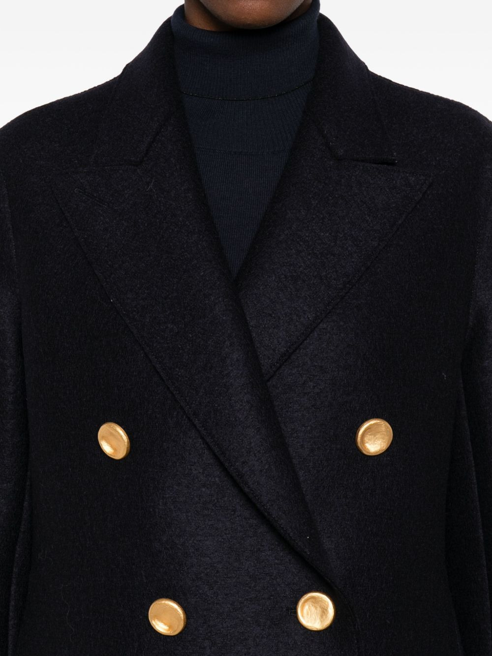 gold-button double-breasted coat - 5