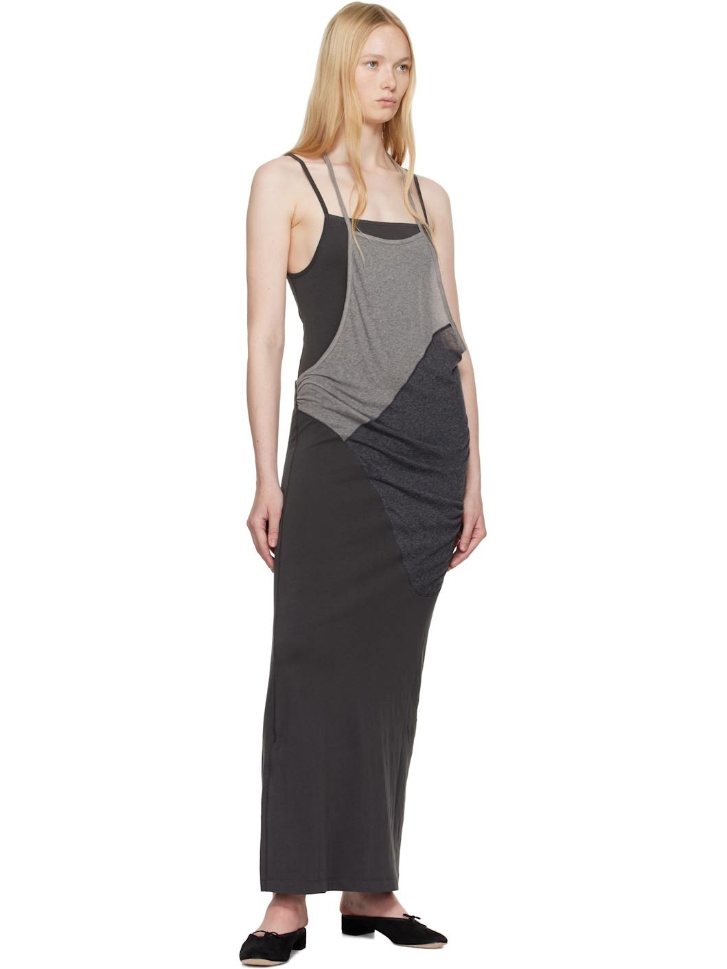 無料配送 ◆ OPEN_YY ◆ LAYERED HALTER NECK JERSEY DRESS OPEN YY Gray Layered Halter Neck Maxi Dress | REVERSIBLE