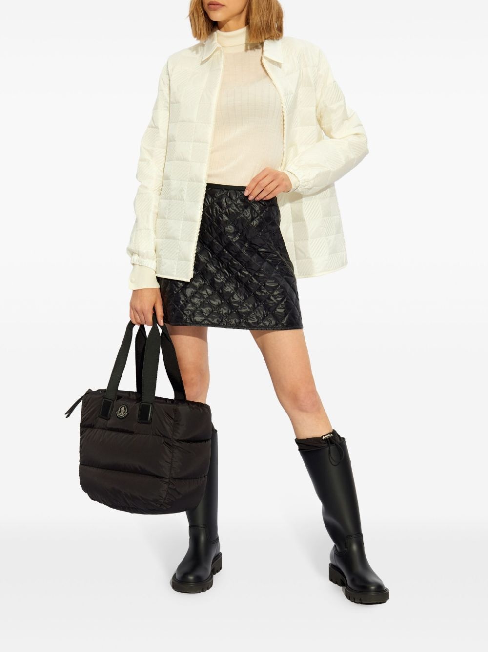 logo-patch quilted jacket - 2