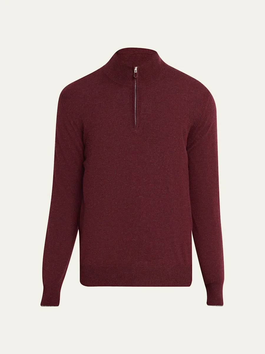 Men's Cashmere Mouline Quarter-Zip Sweater - 1