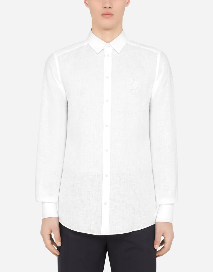 Linen Martini-fit shirt with DG embroidery - 1