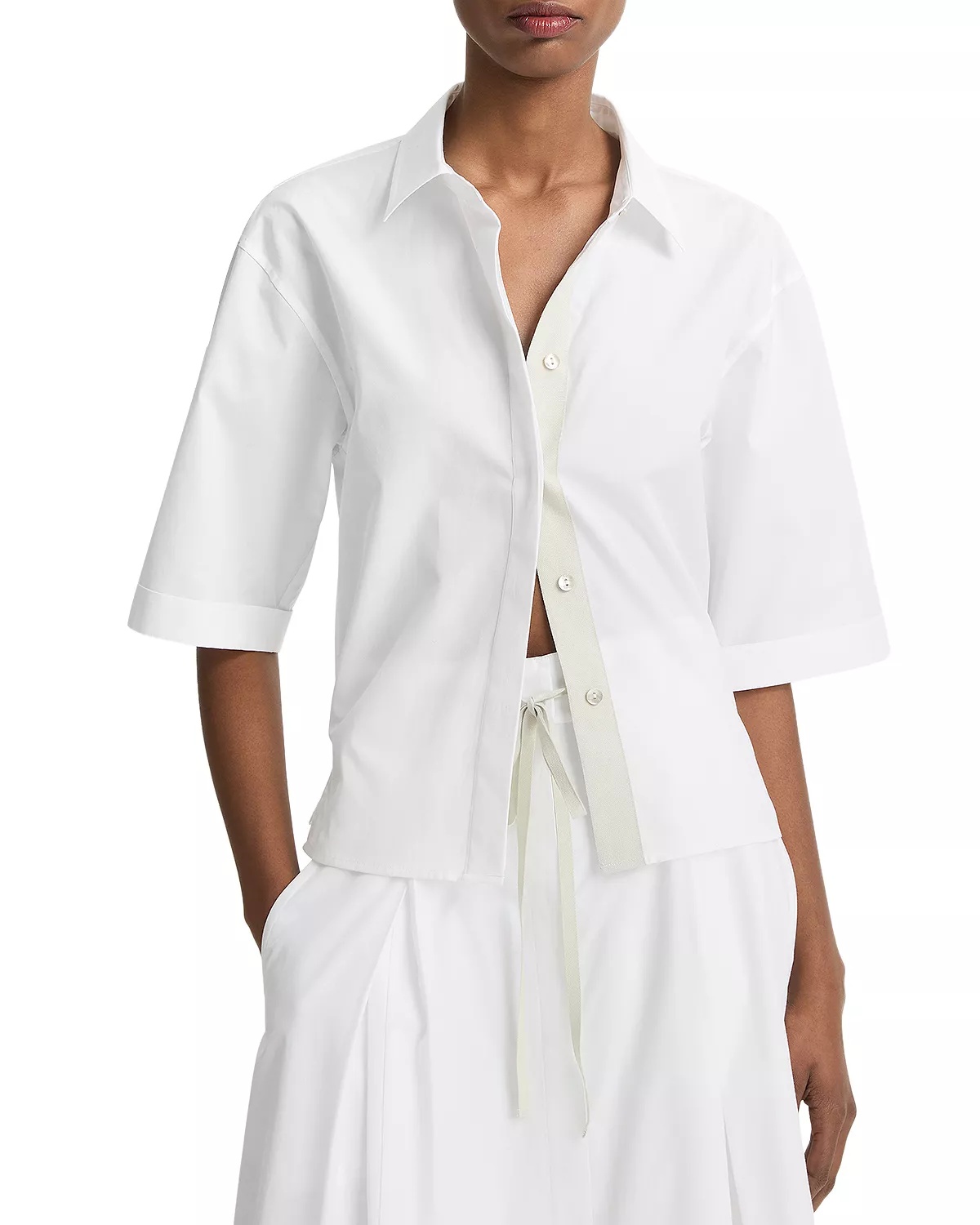 Short Sleeve Collared Button Down Shirt - 1