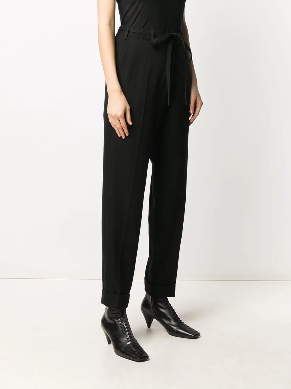 tied-waist tapered trousers - 3