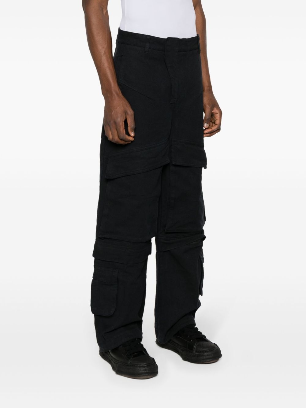 Hard wide-leg cotton cargo trousers - 4