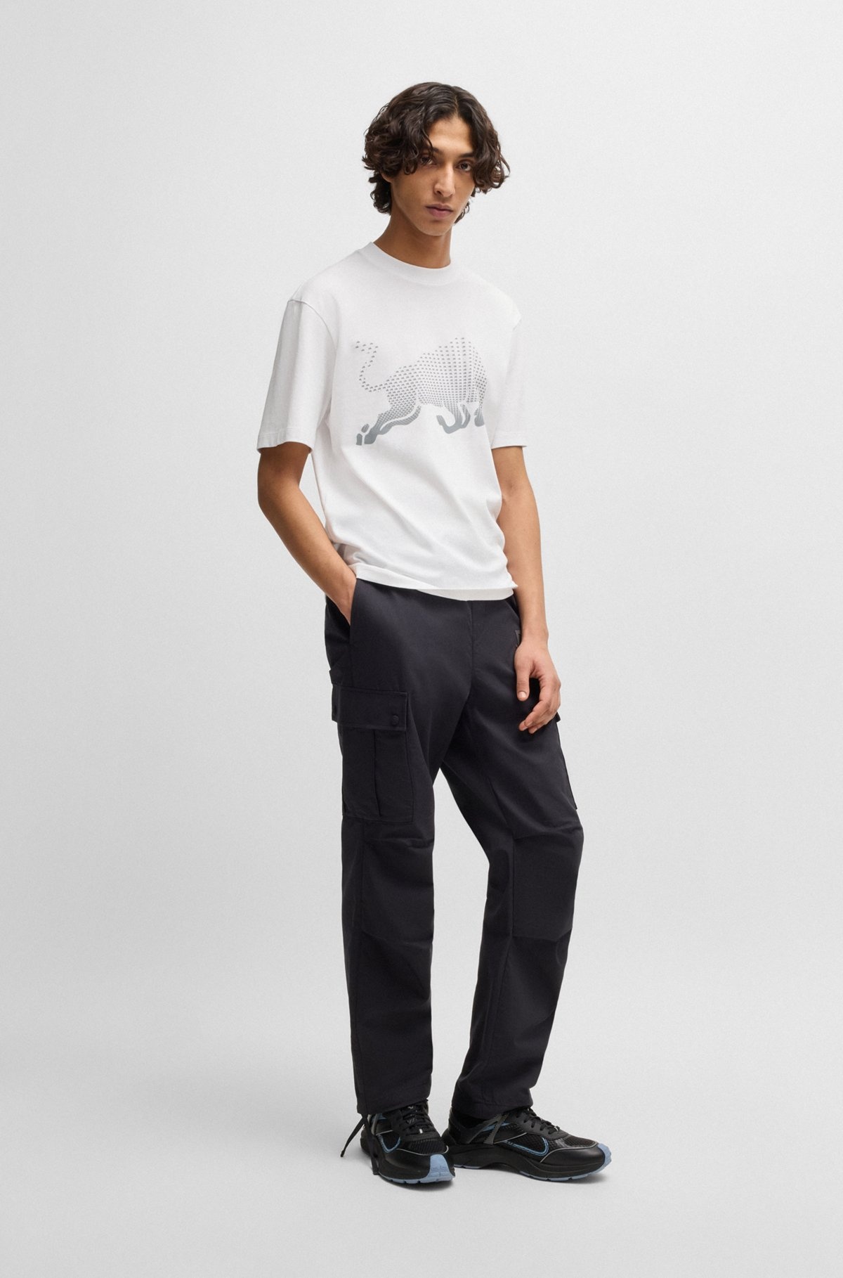 HUGO X RB COTTON-JERSEY T-SHIRT WITH DEGRADÉ BULL GRAPHIC - 4