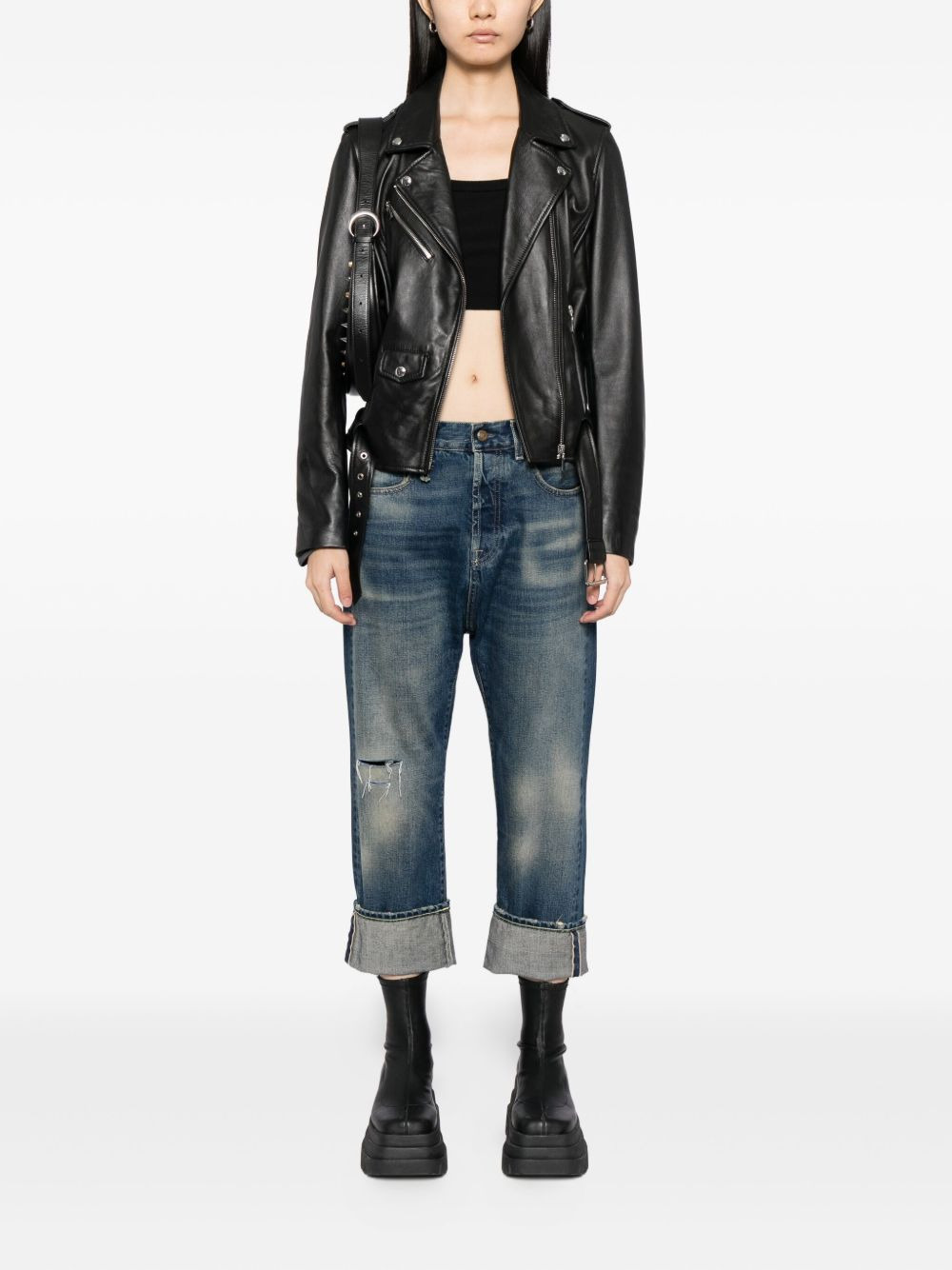 cuffed drop jeans - 2