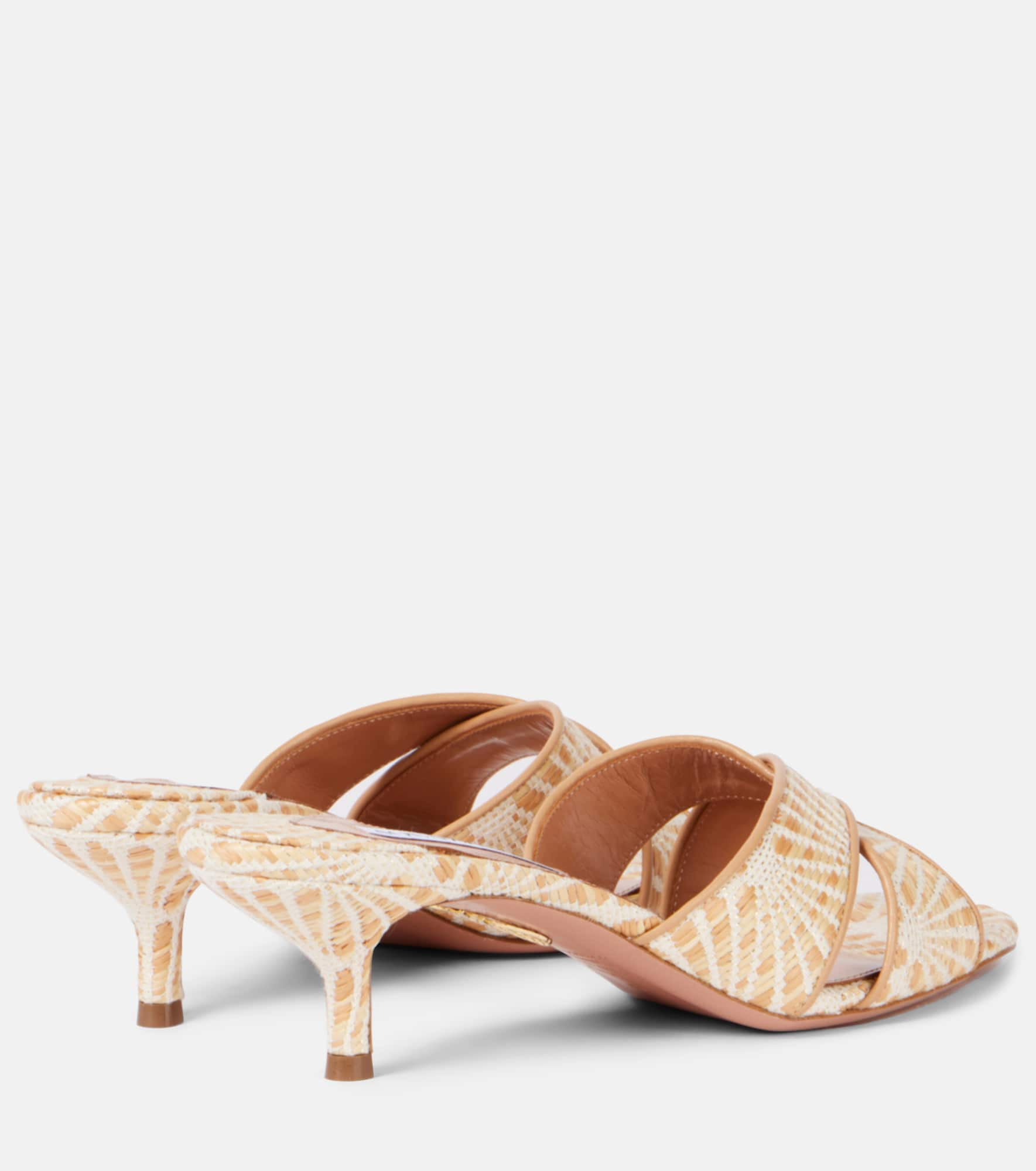 Divine 50 leather-trimmed raffia mules - 2