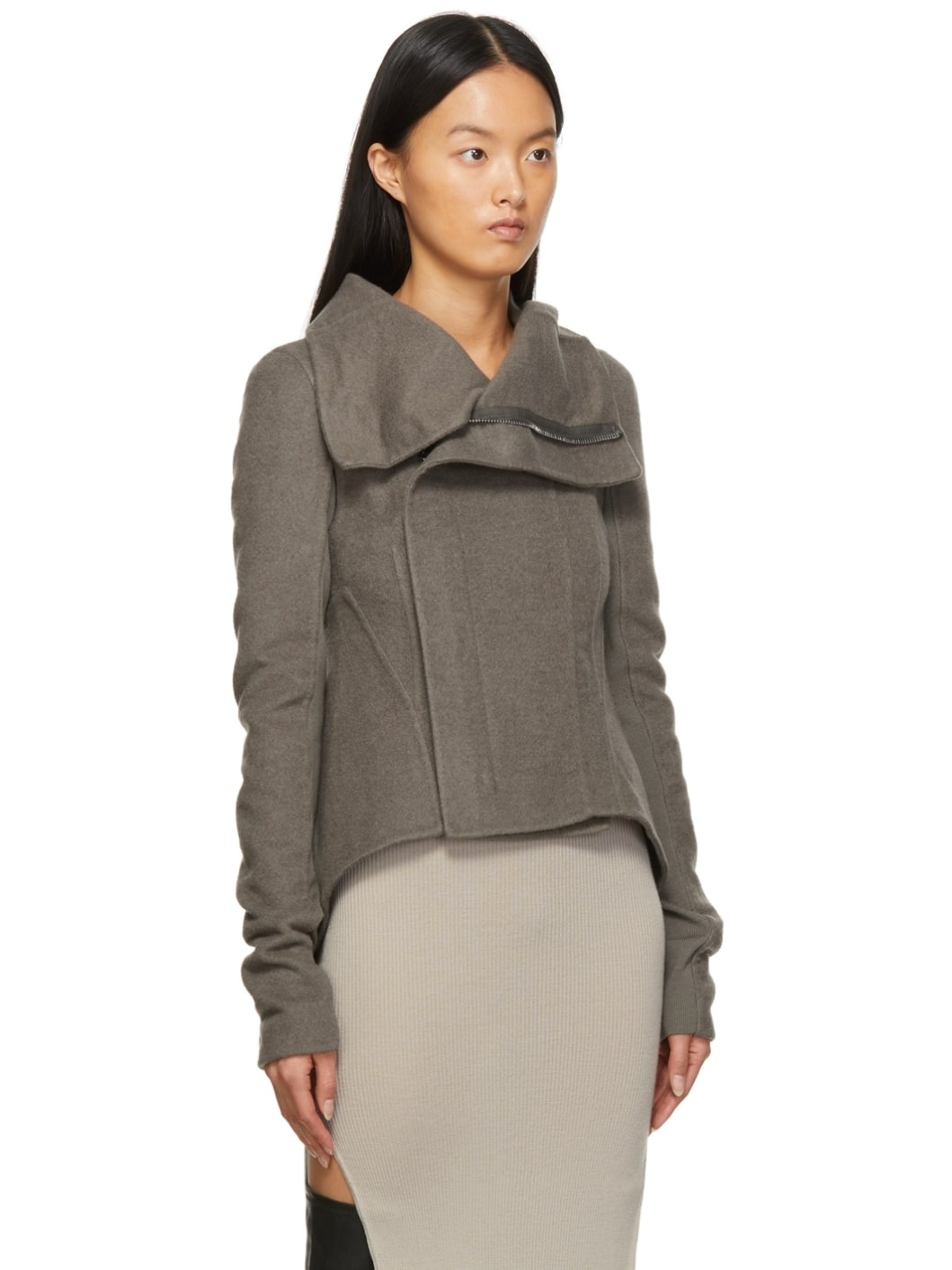 Brown Cashmere Naska Biker Jacket - 2