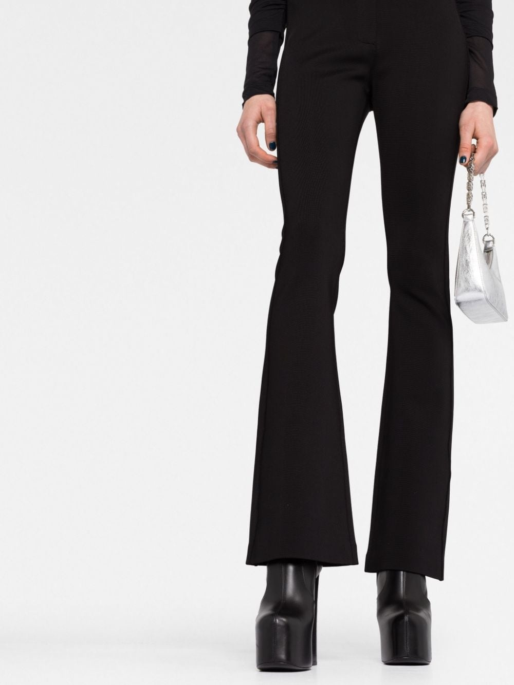 high-waisted flared trousers - 5