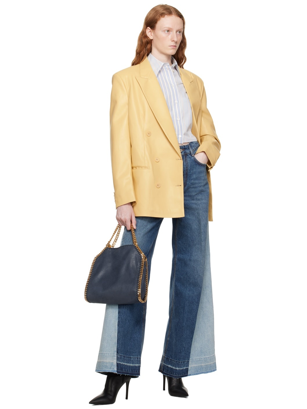 Yellow Oversized Faux-Leather Blazer - 4