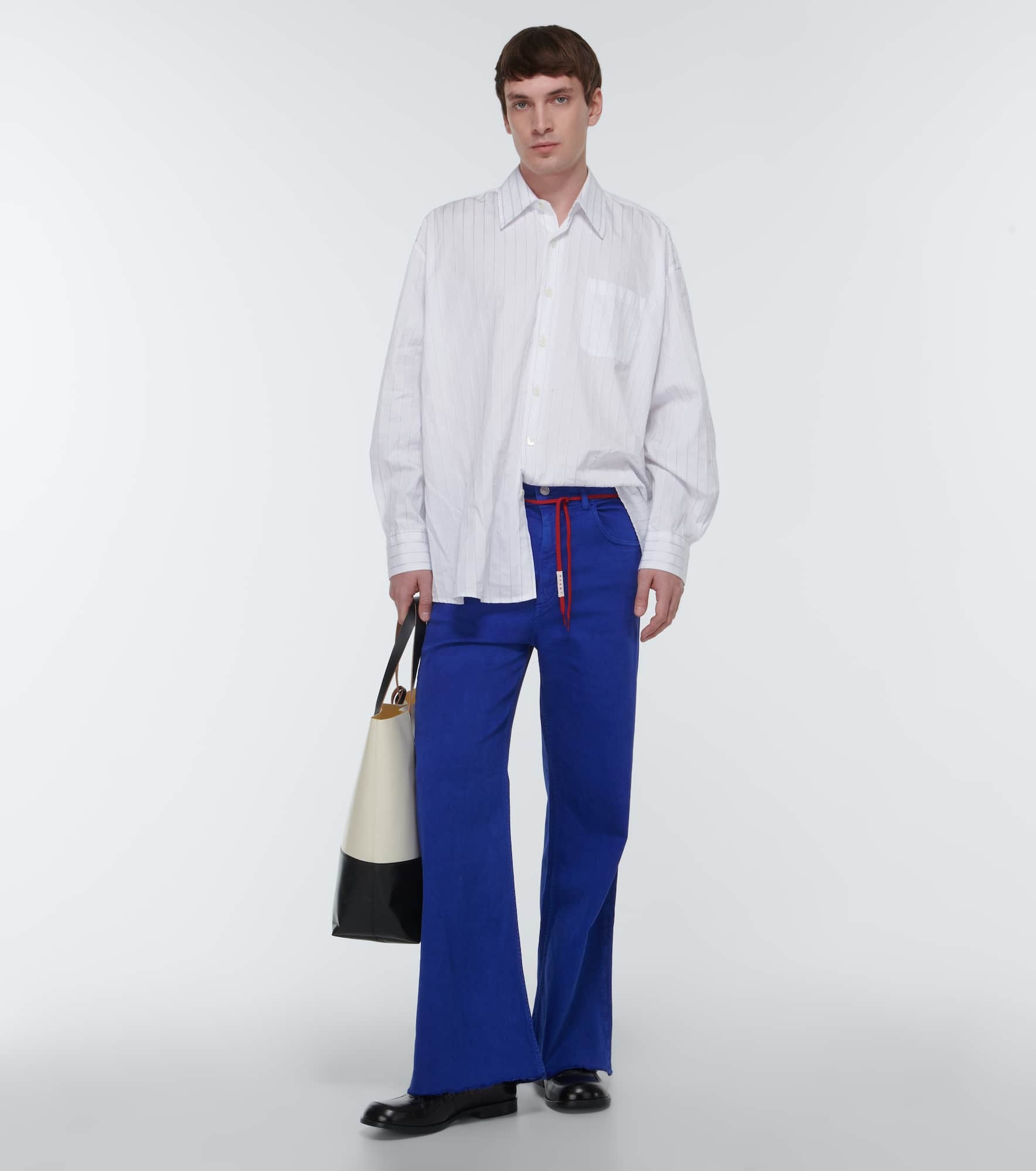 Mid-rise straight cotton-blend pants - 2