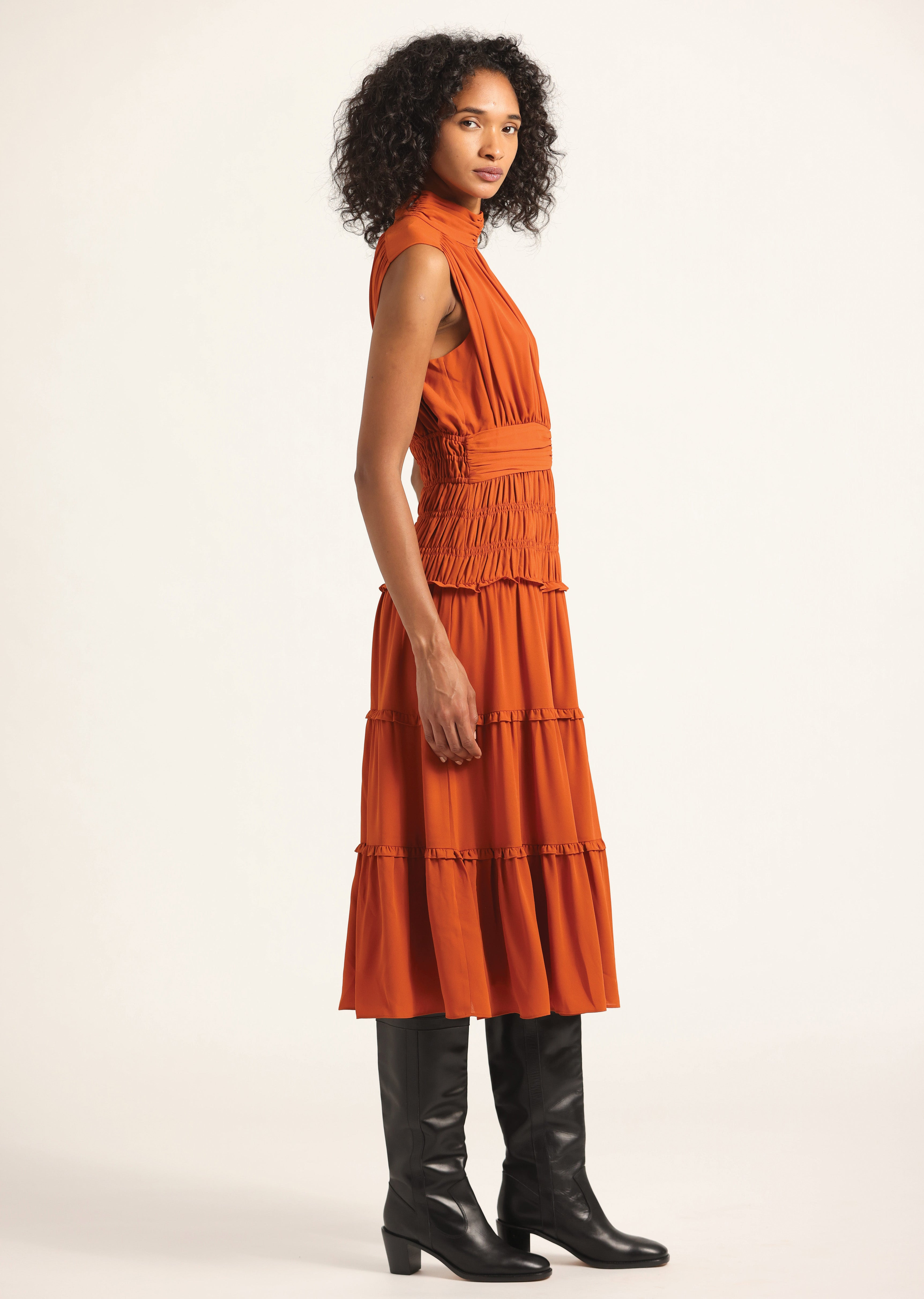 JUNIA ROUCHED MIDI DRESS - 3