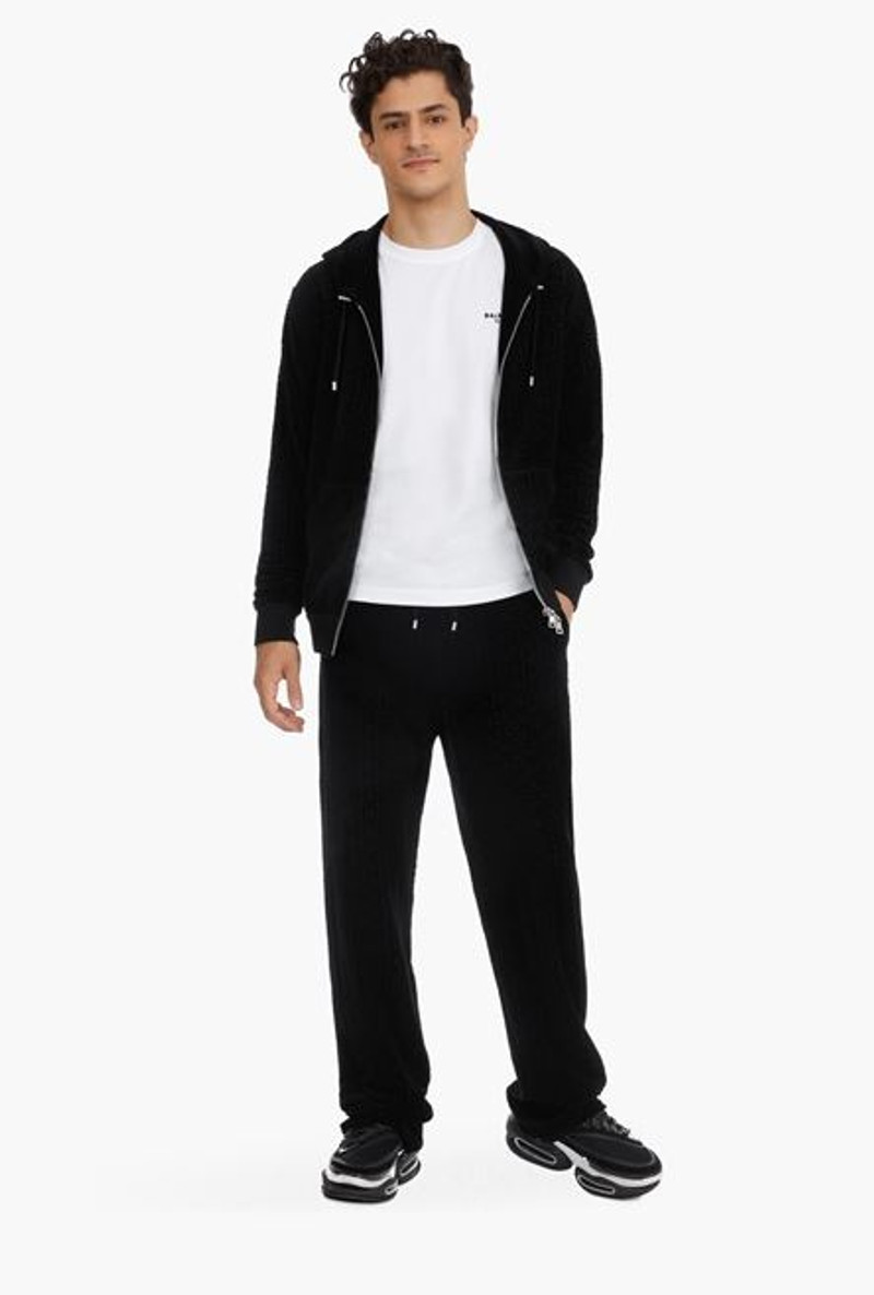 Balmain Black sweatpants with embossed velvet Balmain monogram outlook