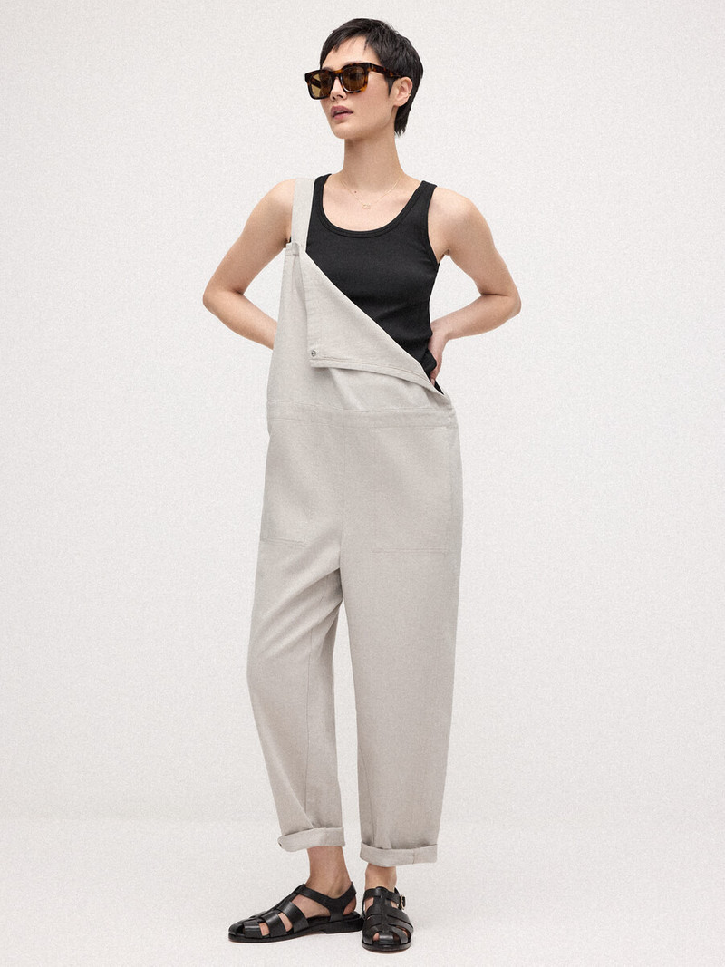 Slubby Organic Cotton Linen Overalls 8