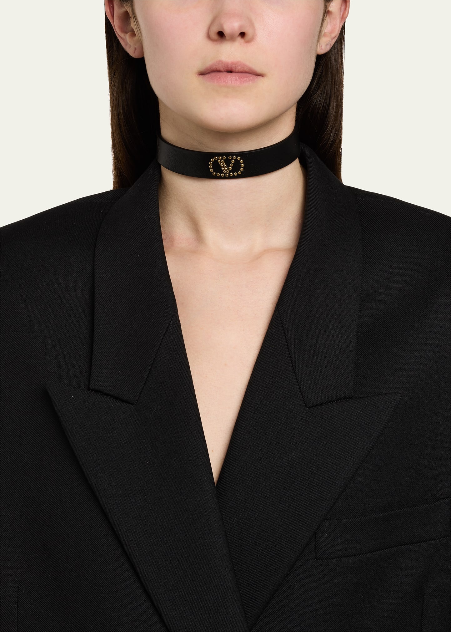 Studded VLOGO Signature Leather Choker - 2