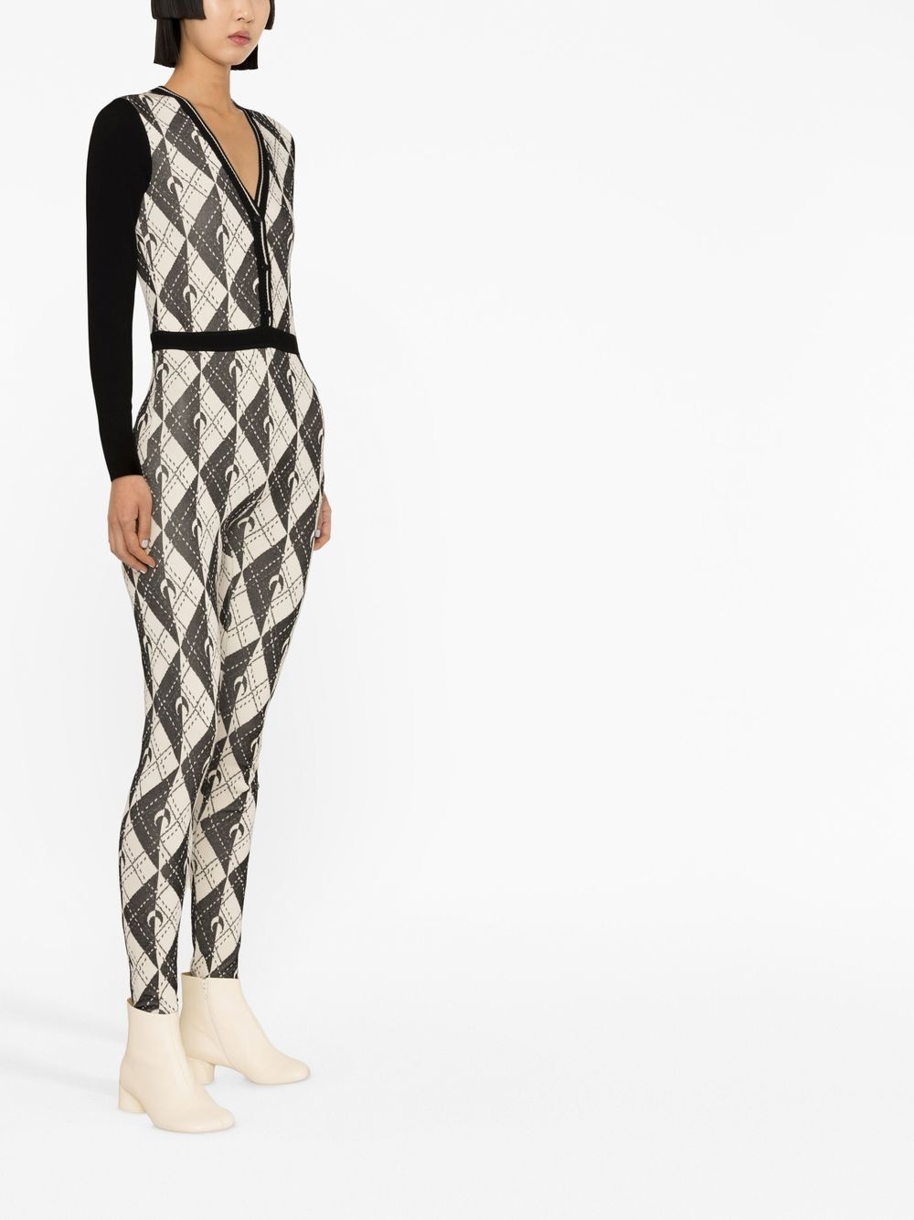 crescent moon-print knitted jumpsuit - 4
