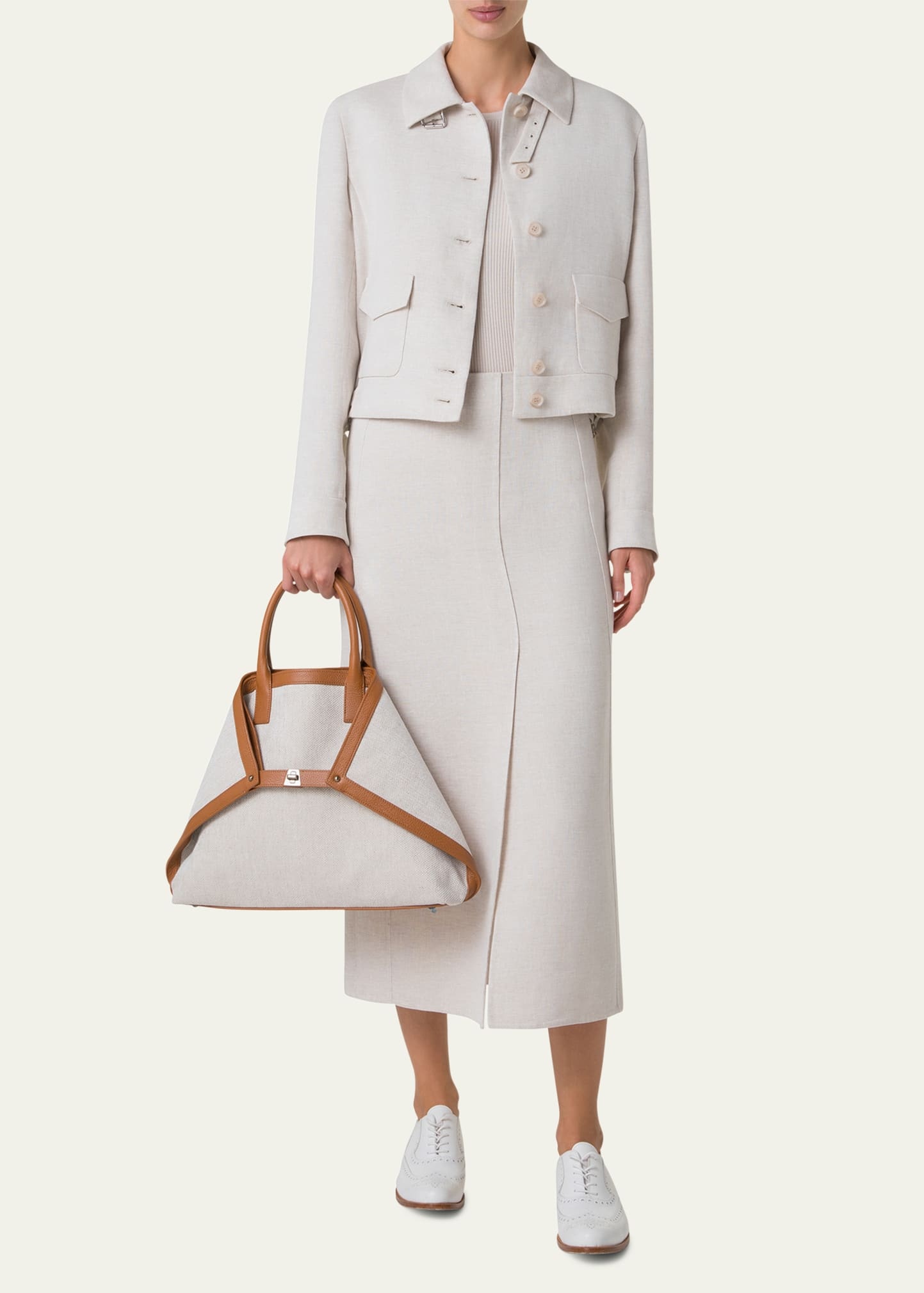 Ai Canvas & Leather Tote Bag - 4