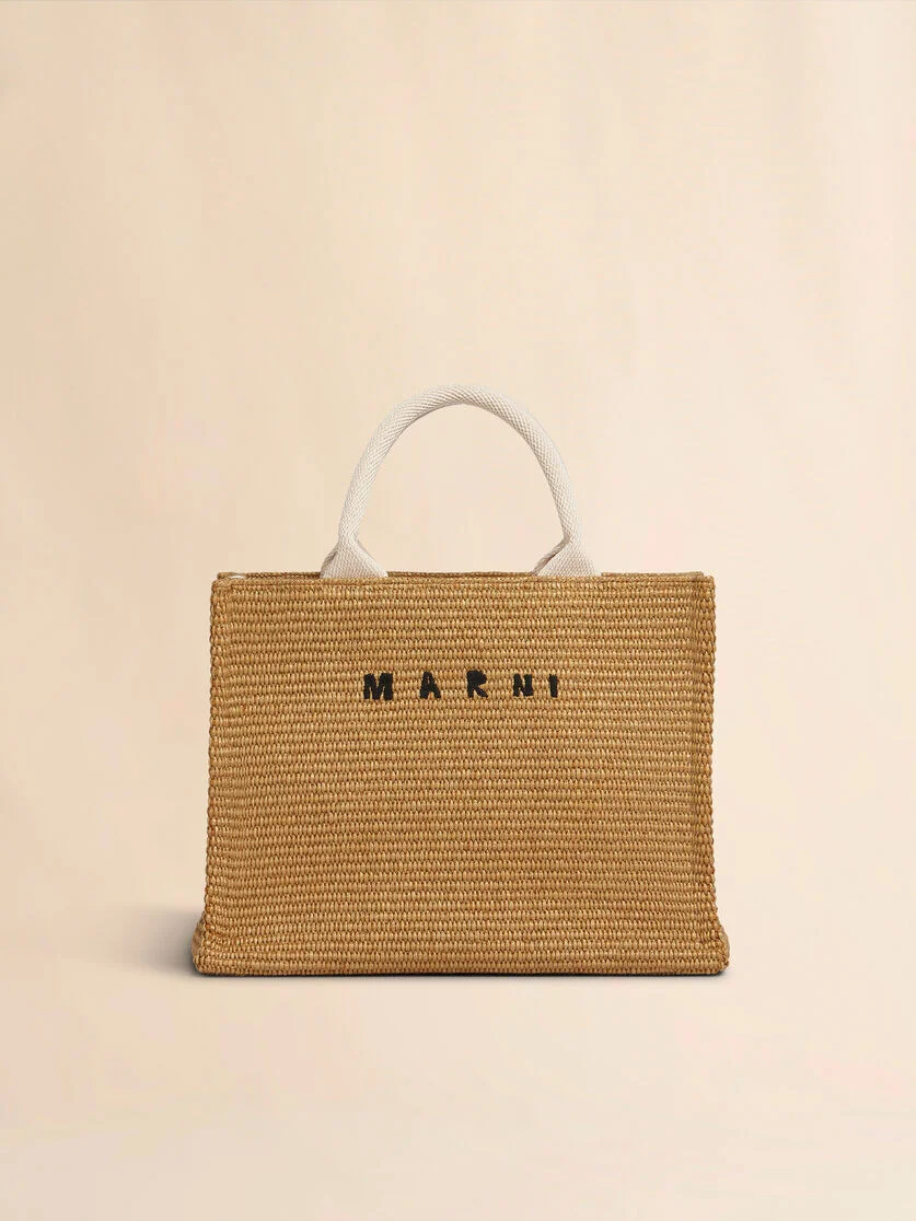 SMALL BROWN RAFFIA TOTE BAG - 1