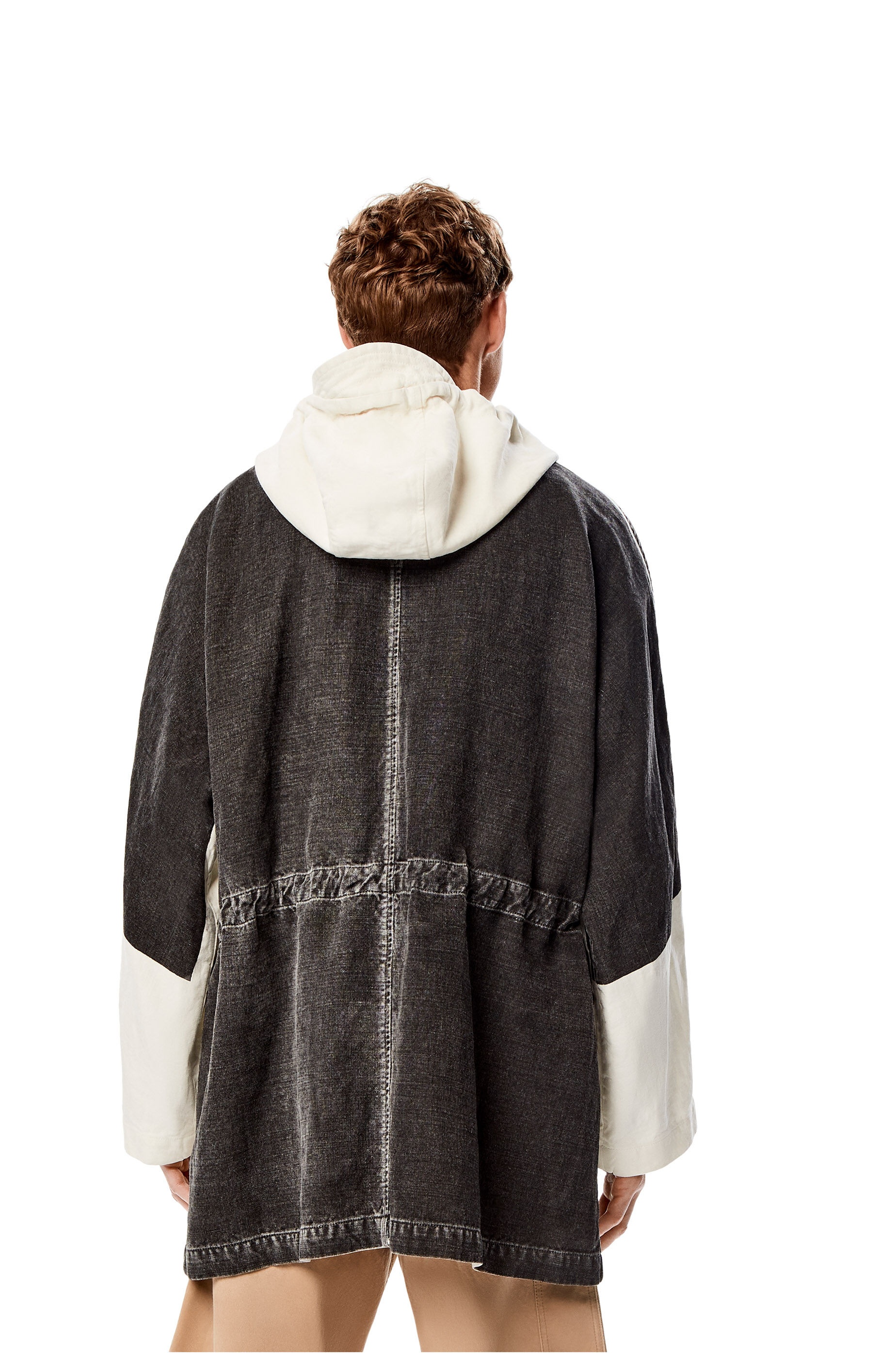 Printed hooded parka in linen and cotton - 4