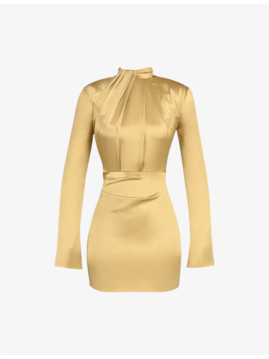 Amala Long-Sleeve Satin Mini Dress - 1