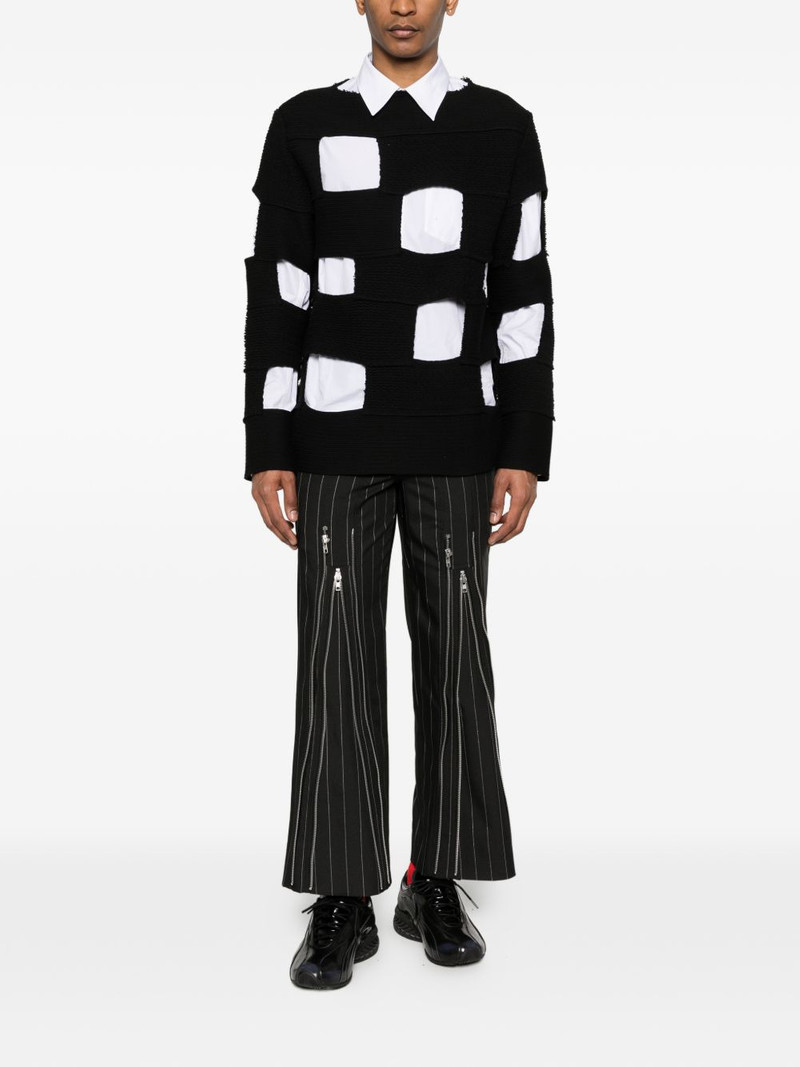 Comme des Garçons Homme Plus panelled knitted crew neck sweater outlook