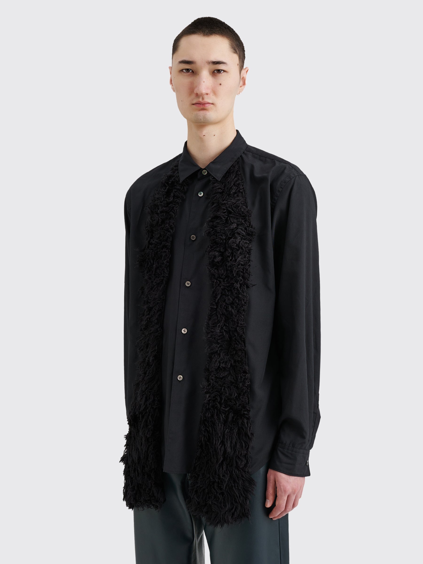 COMME DES GARÇONS HOMME PLUS FAKE FUR PANEL SHIRT BLACK - 2