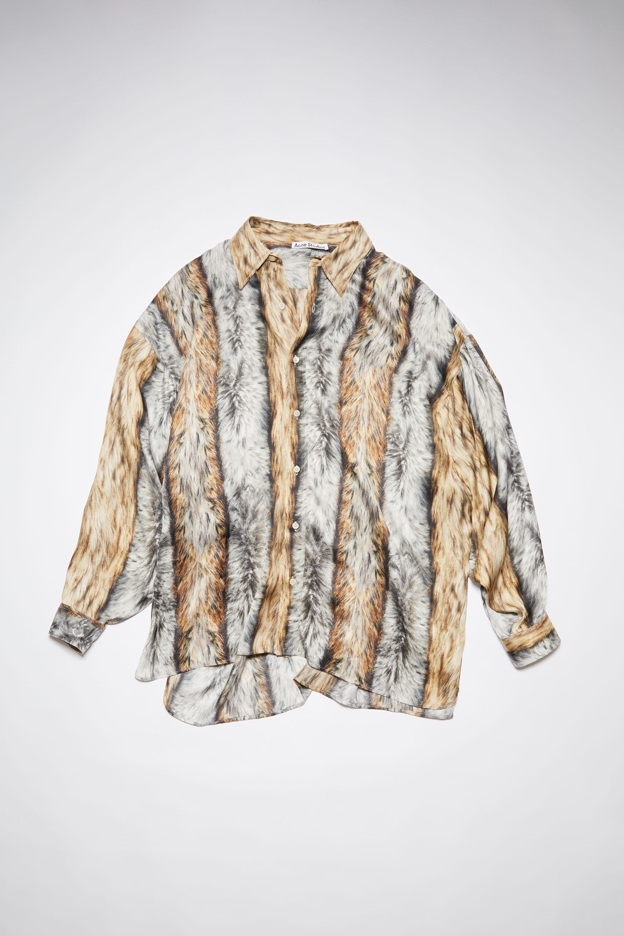 Fur print button-up shirt - Beige/grey - 6