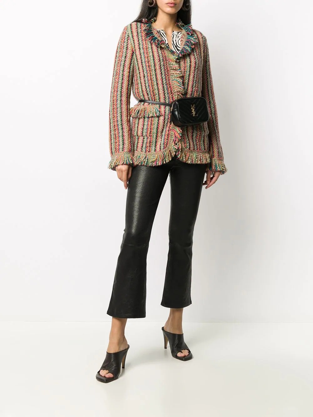 frayed striped cardigan - 2