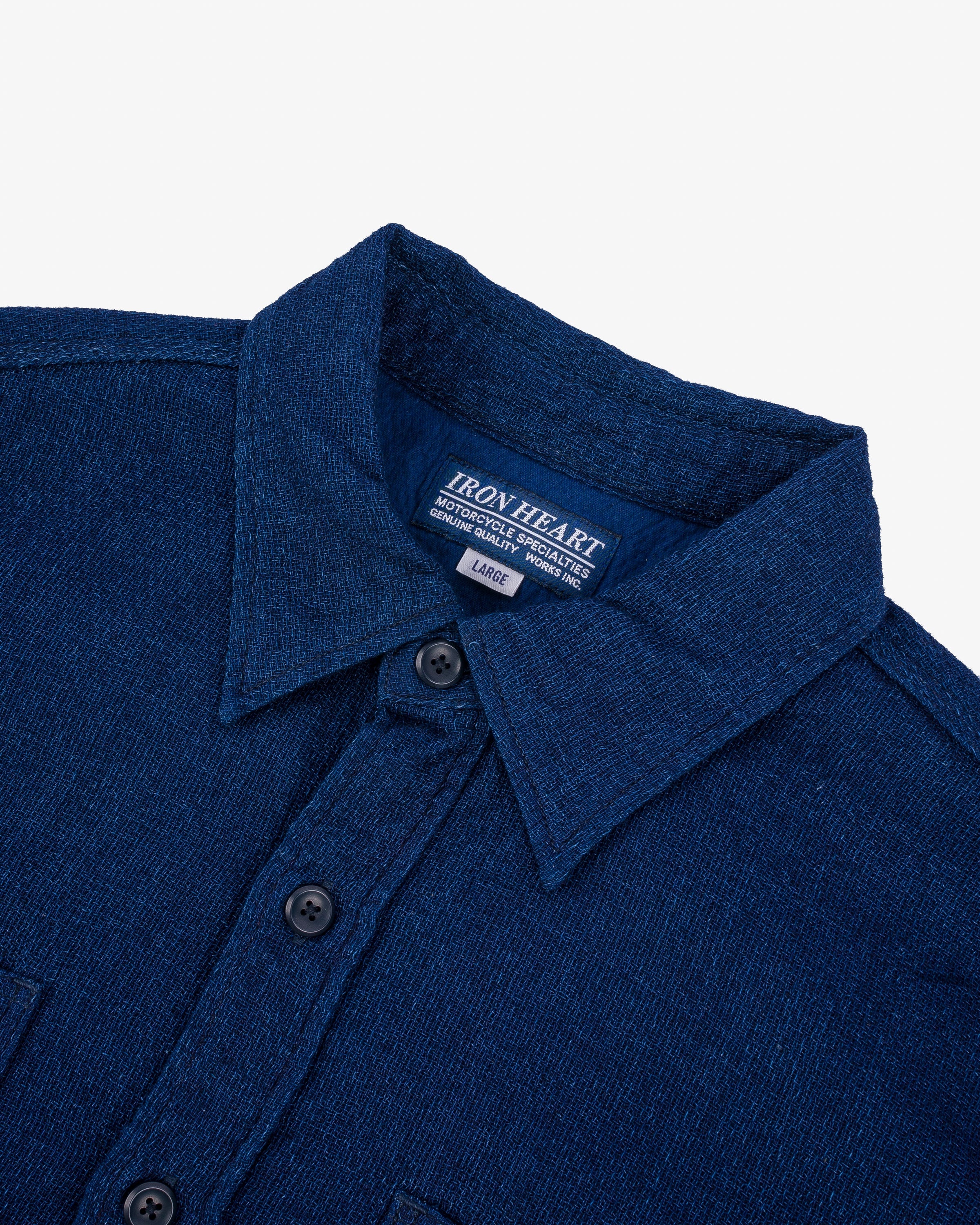 5OZ DOUBLE GAUZE SHORT SLEEVED WORK SHIRT - INDIGO - 6