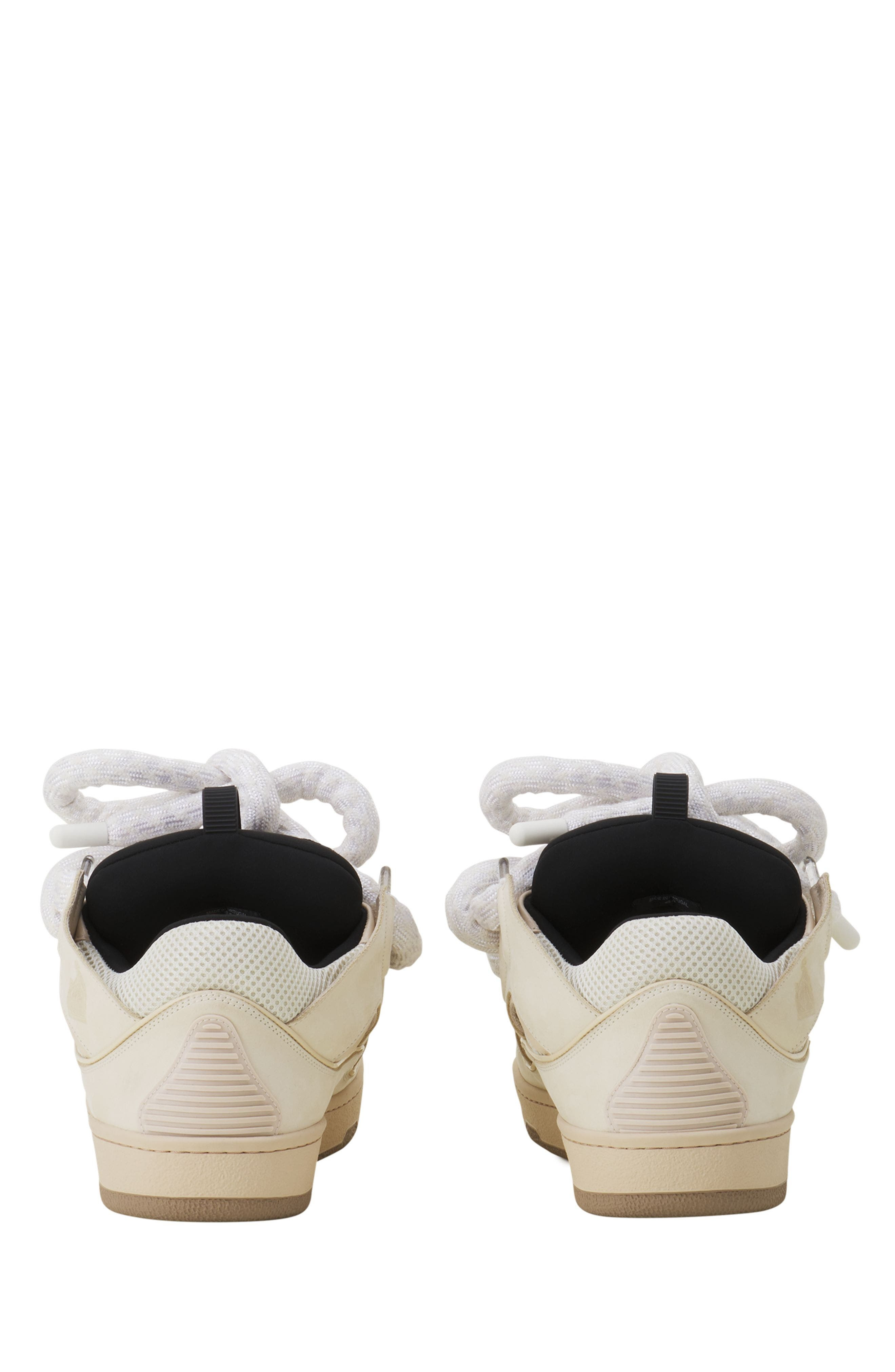 Lanvin Curb Sneakers In Leather With Snake Laces in Beige/black at Nordstrom - 3