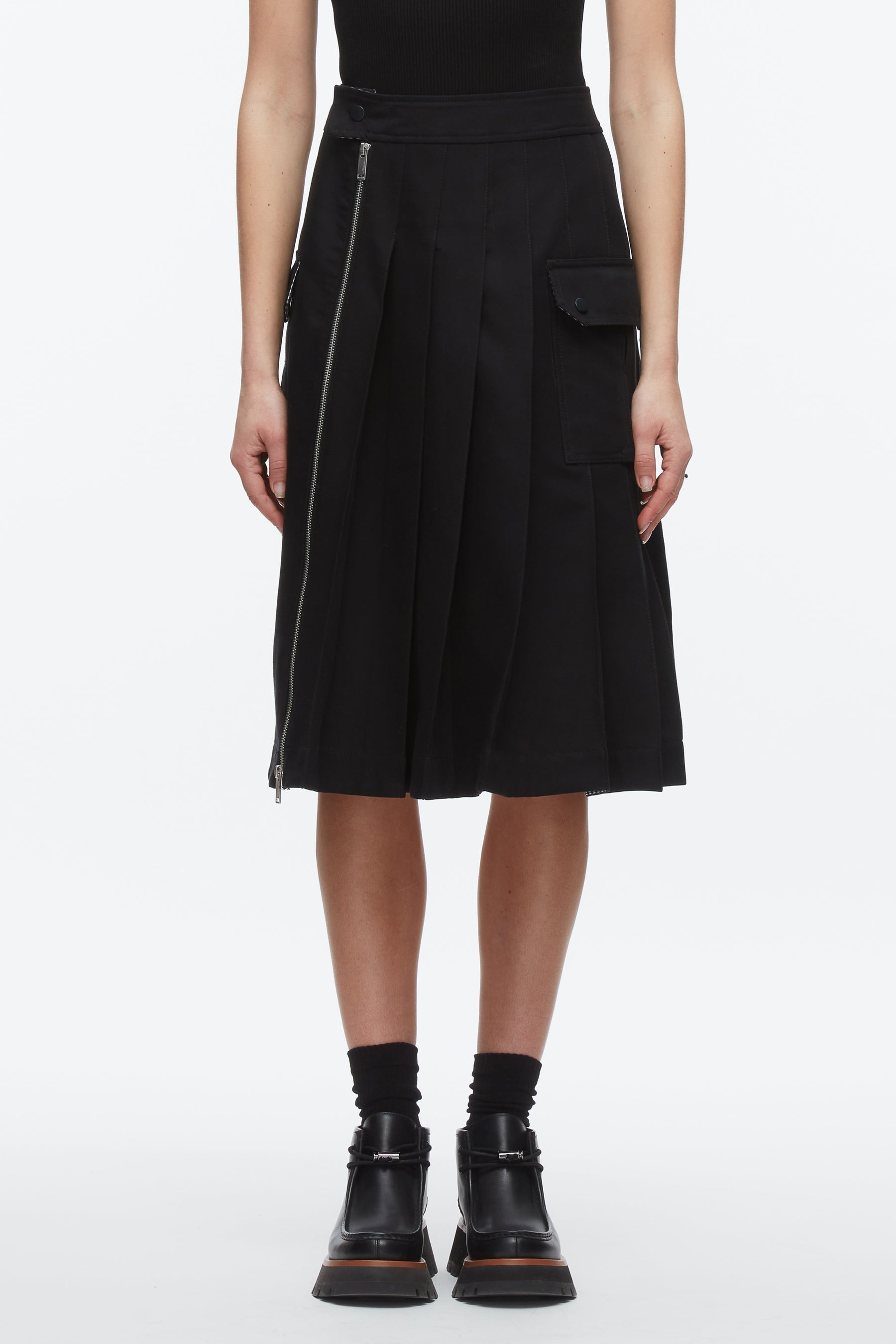 Pleated Zip Utility Skirt - 3