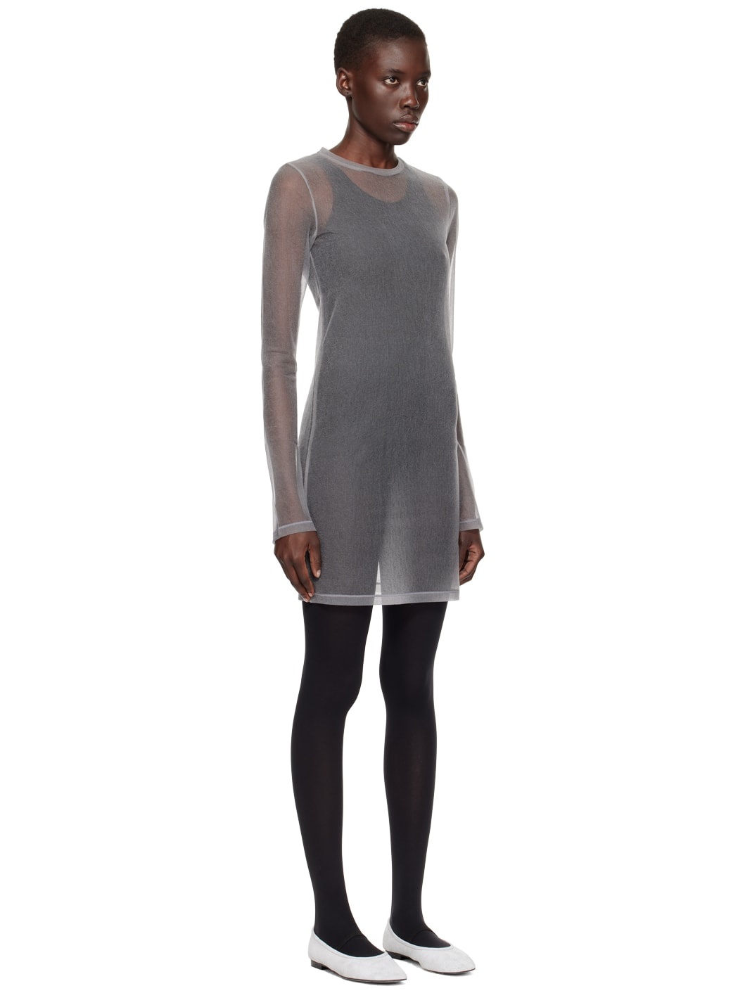 Gray Sheer Minidress - 2