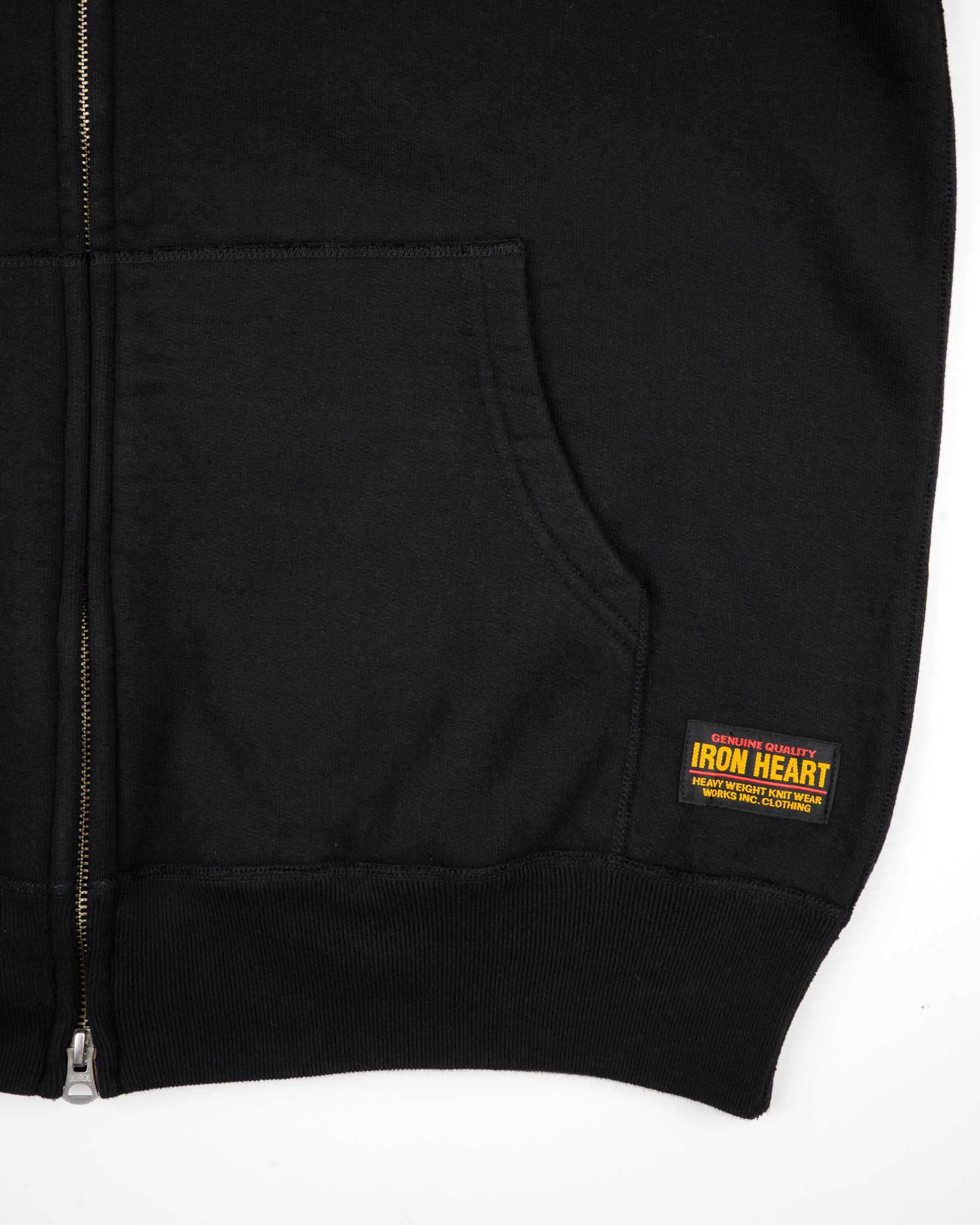 IHSW-10-BLK 14oz Ultra Heavyweight Loopwheel Cotton Zip Up Hoodie - Black - 9