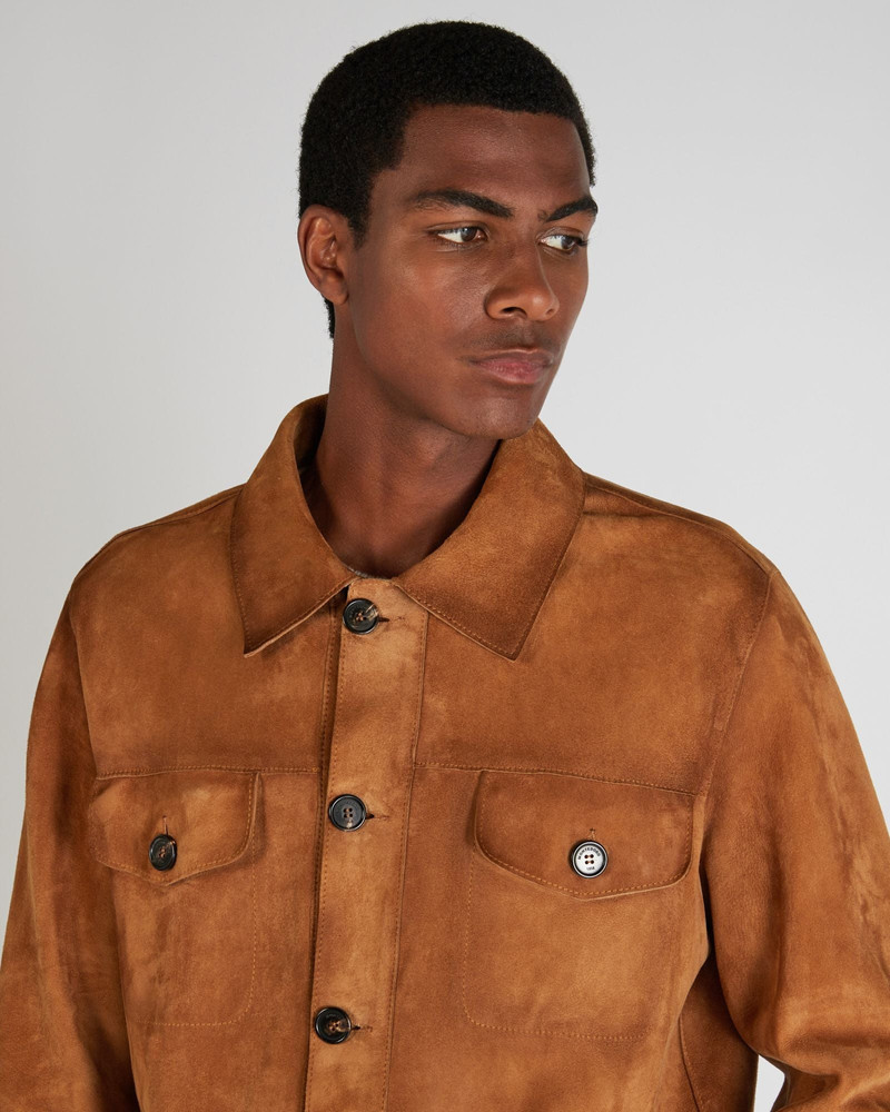 Loose fit leather suede overshirt 4