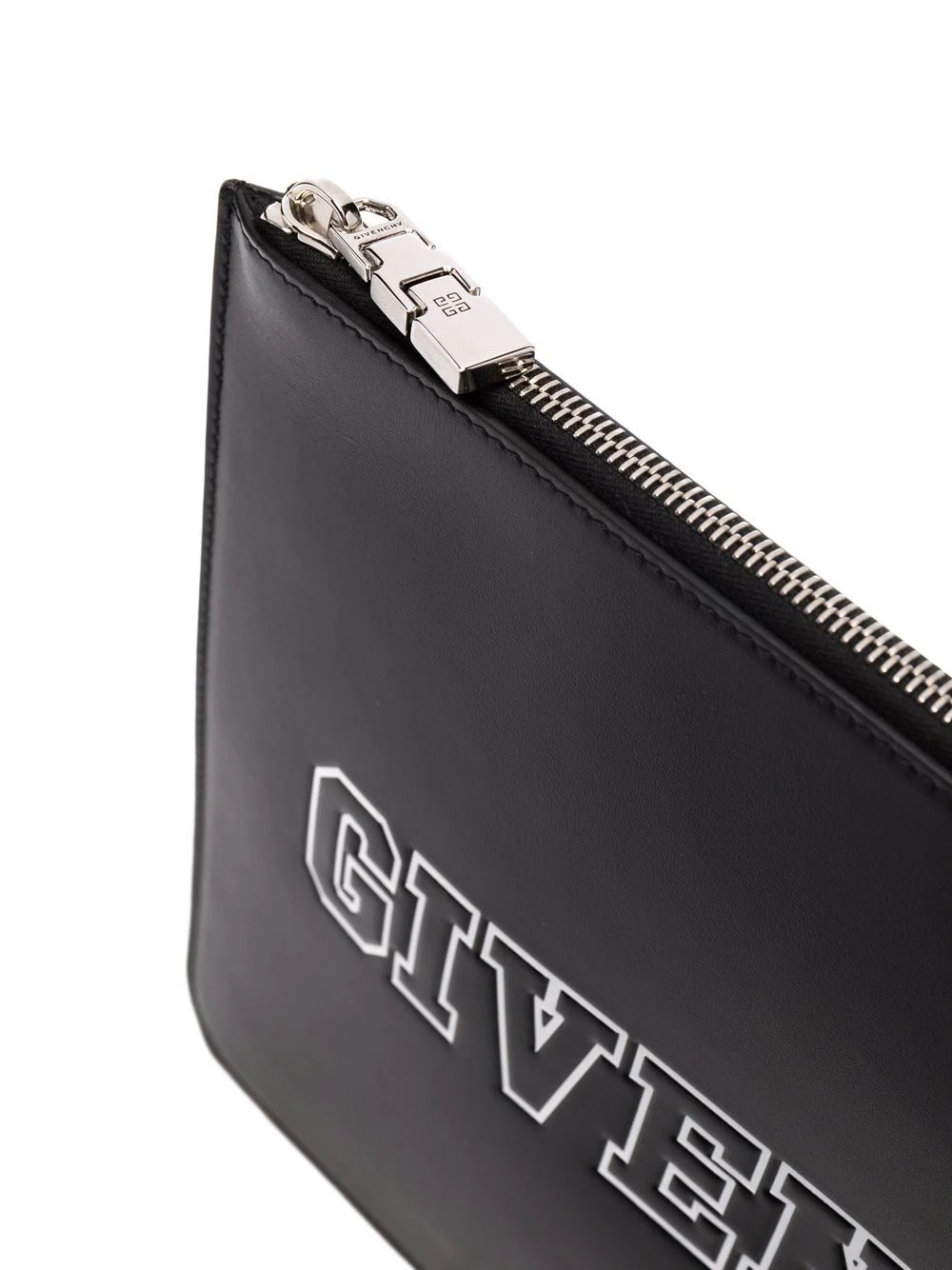 embossed-logo leather clutch - 4