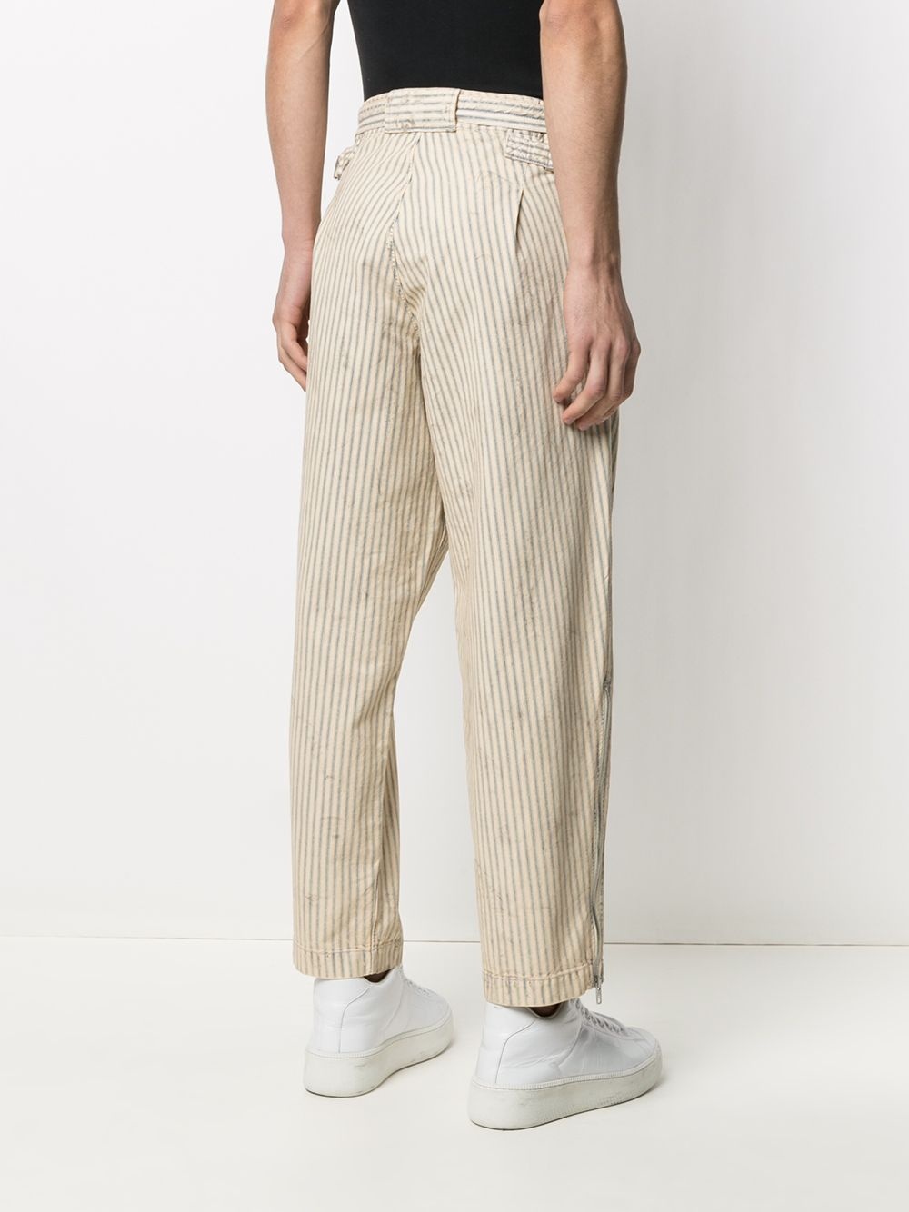 distressed pinstripe trousers - 4