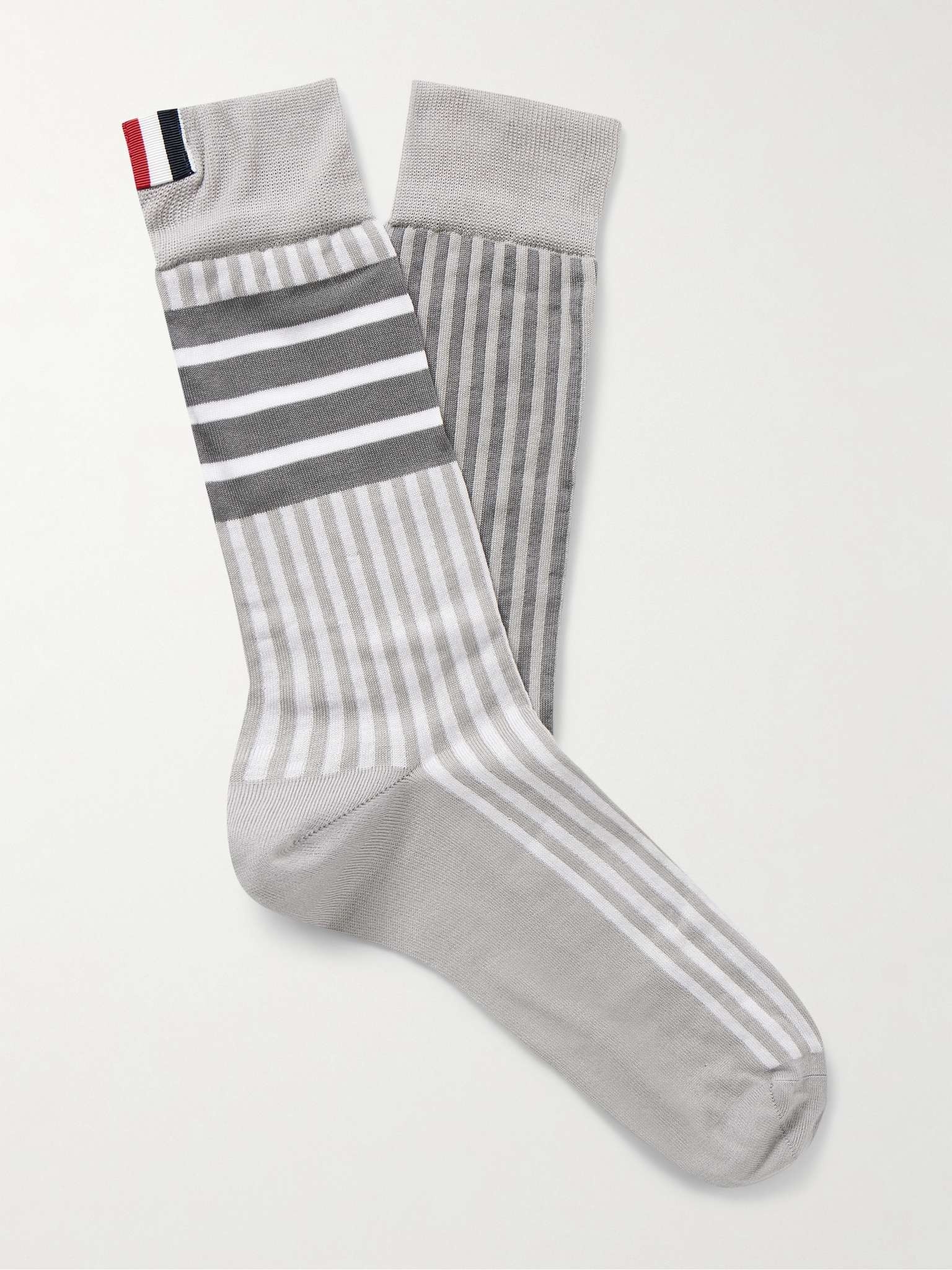 Fun Mix Grosgrain-Trimmed Striped Cotton-Blend Socks - 1