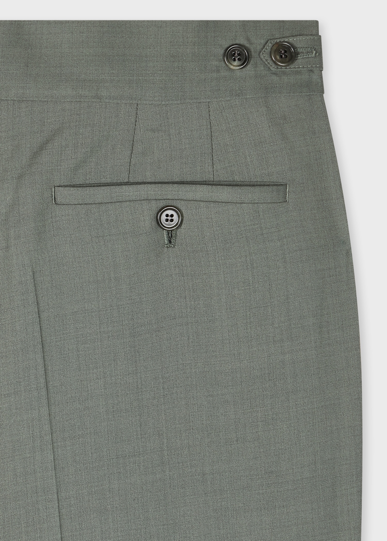 Pale Green Overdyed Melange Wool Pleated Trousers - 2