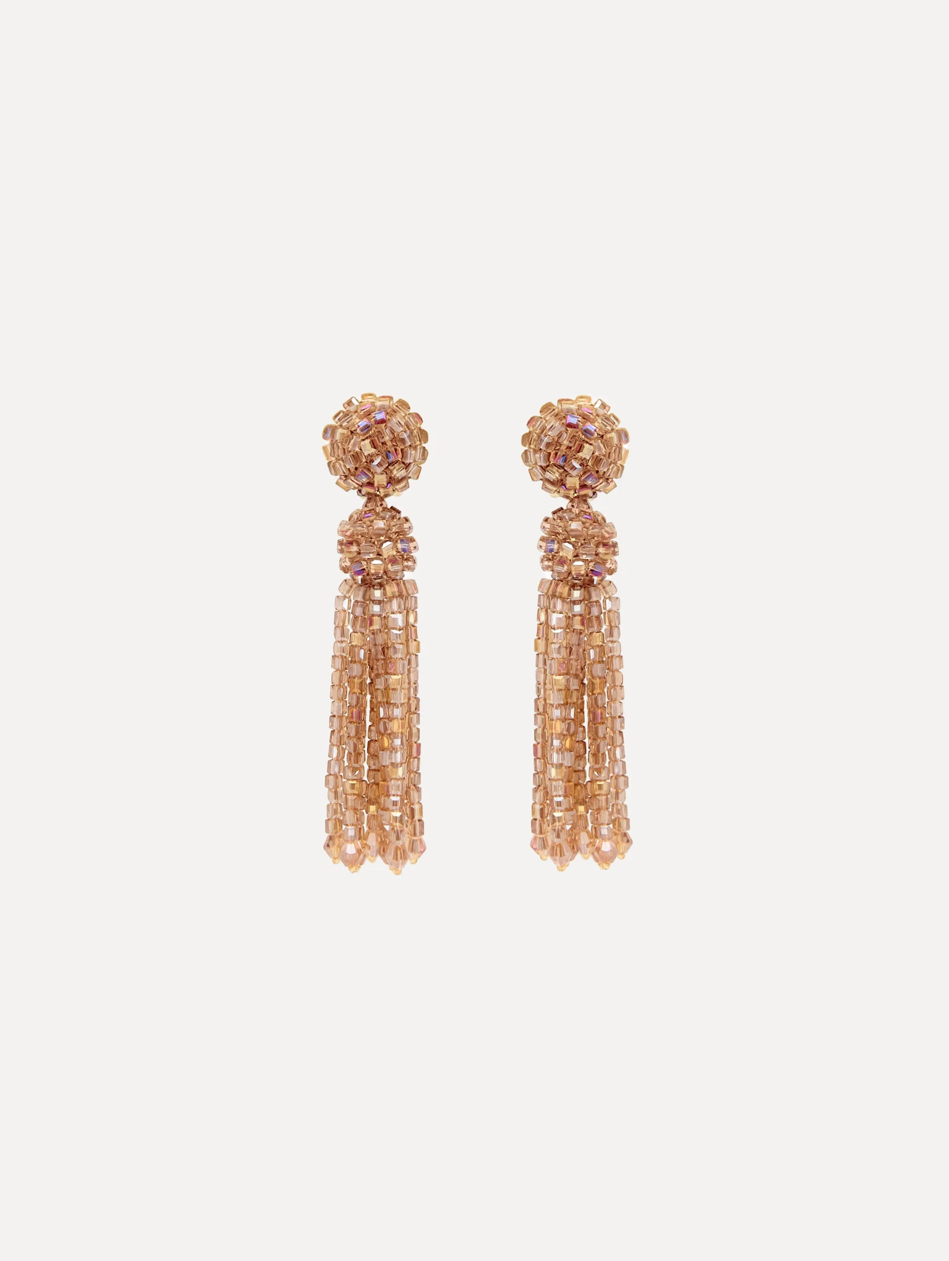 CRYSTAL FRINGE TASSEL CLIP-ON EARRINGS - 1