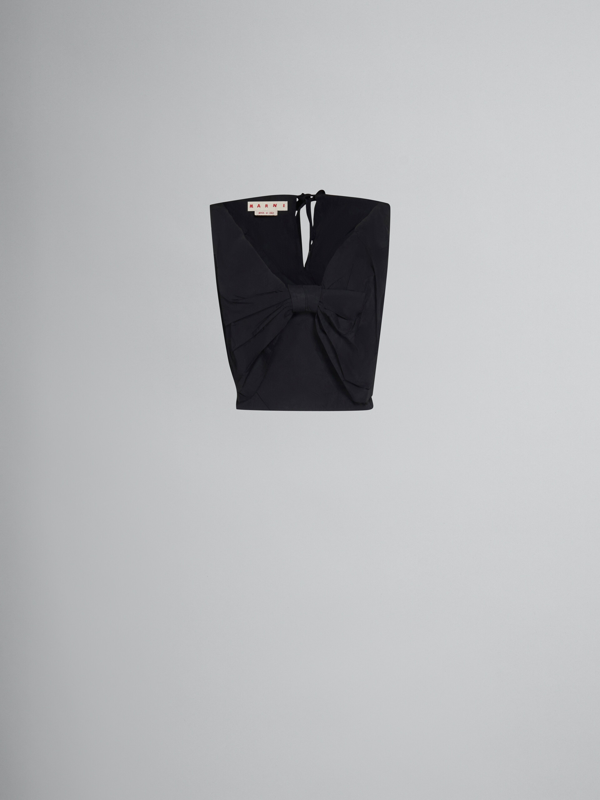 BLACK TAFFETA OPEN-BACK TOP WITH MAXI BOW - 1