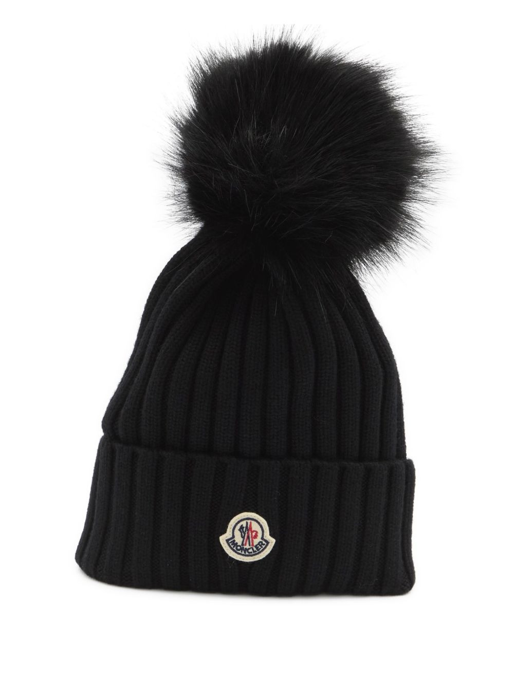 ribbed knit pom-pom beanie - 1