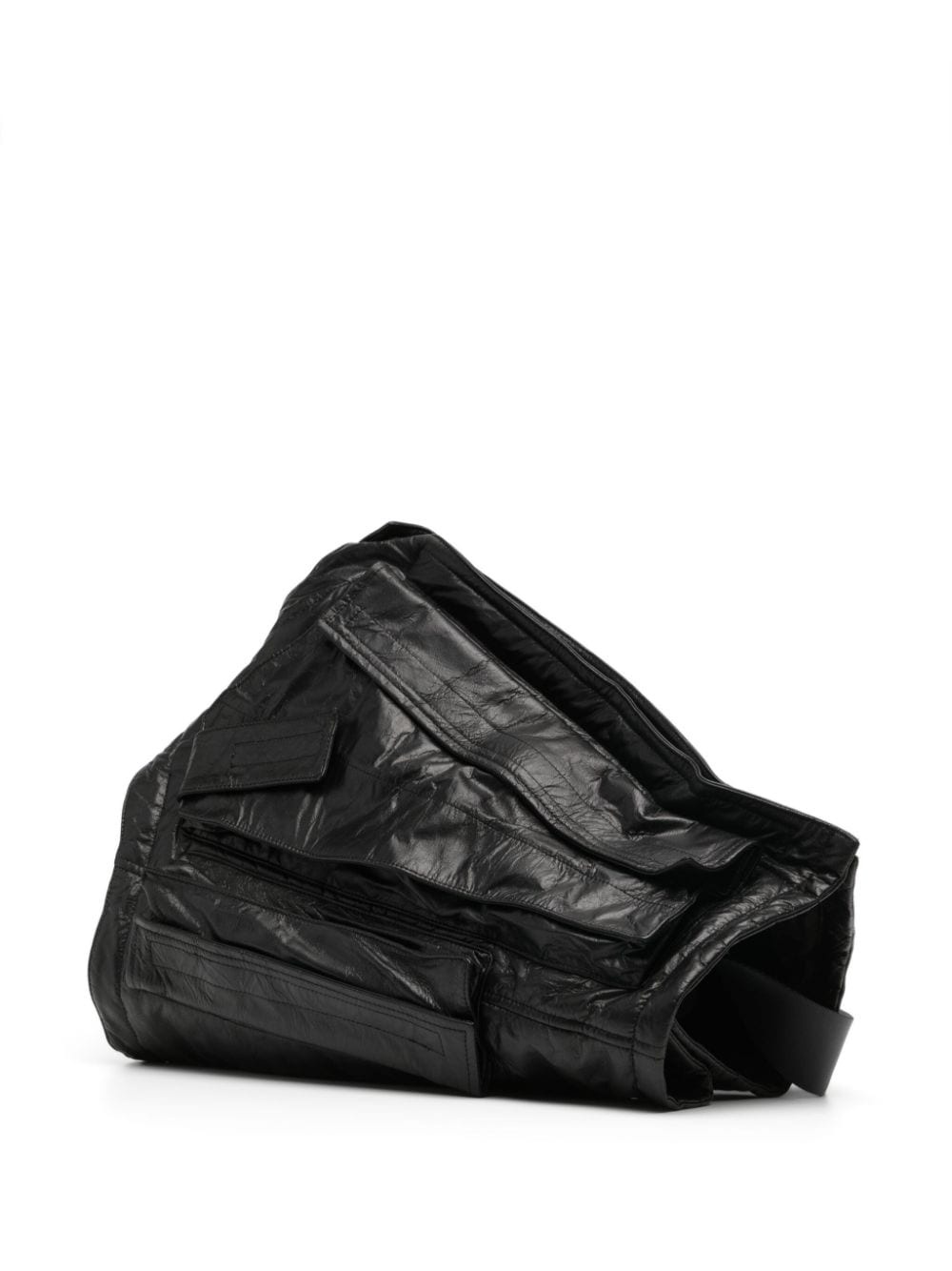 asymmetric leather messenger bag - 3