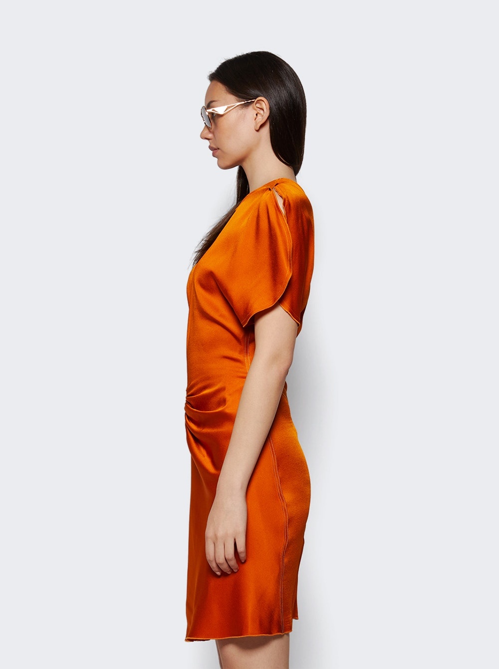 Gathered Waist Mini Dress Sunset Orange - 3