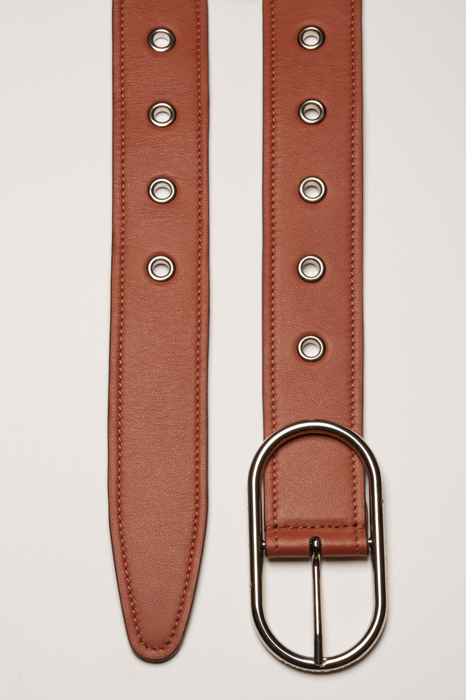 Leather eyelet belt almond brown - 4
